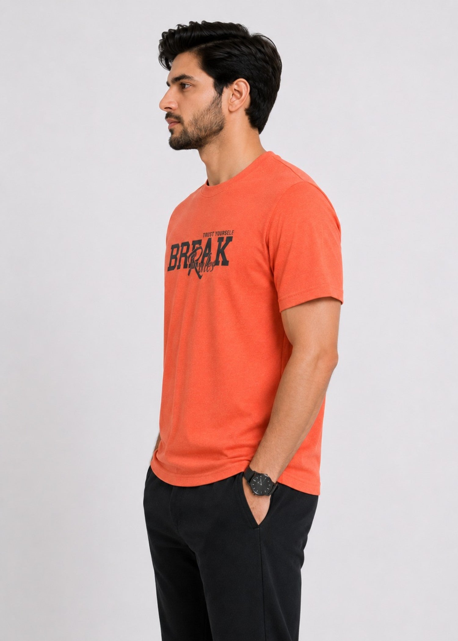 cotton T Shirt in Yellow-orange