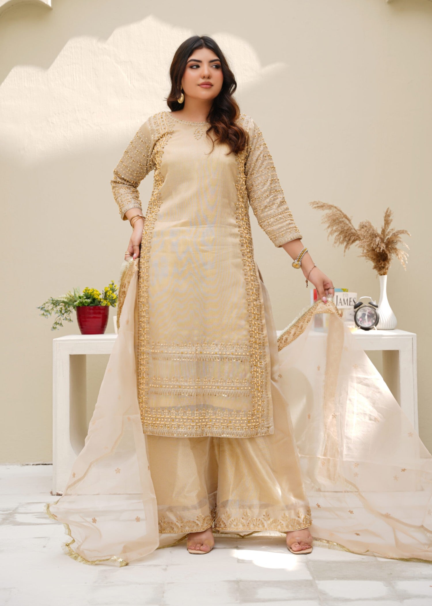 masuri Kurta Set in Ivory