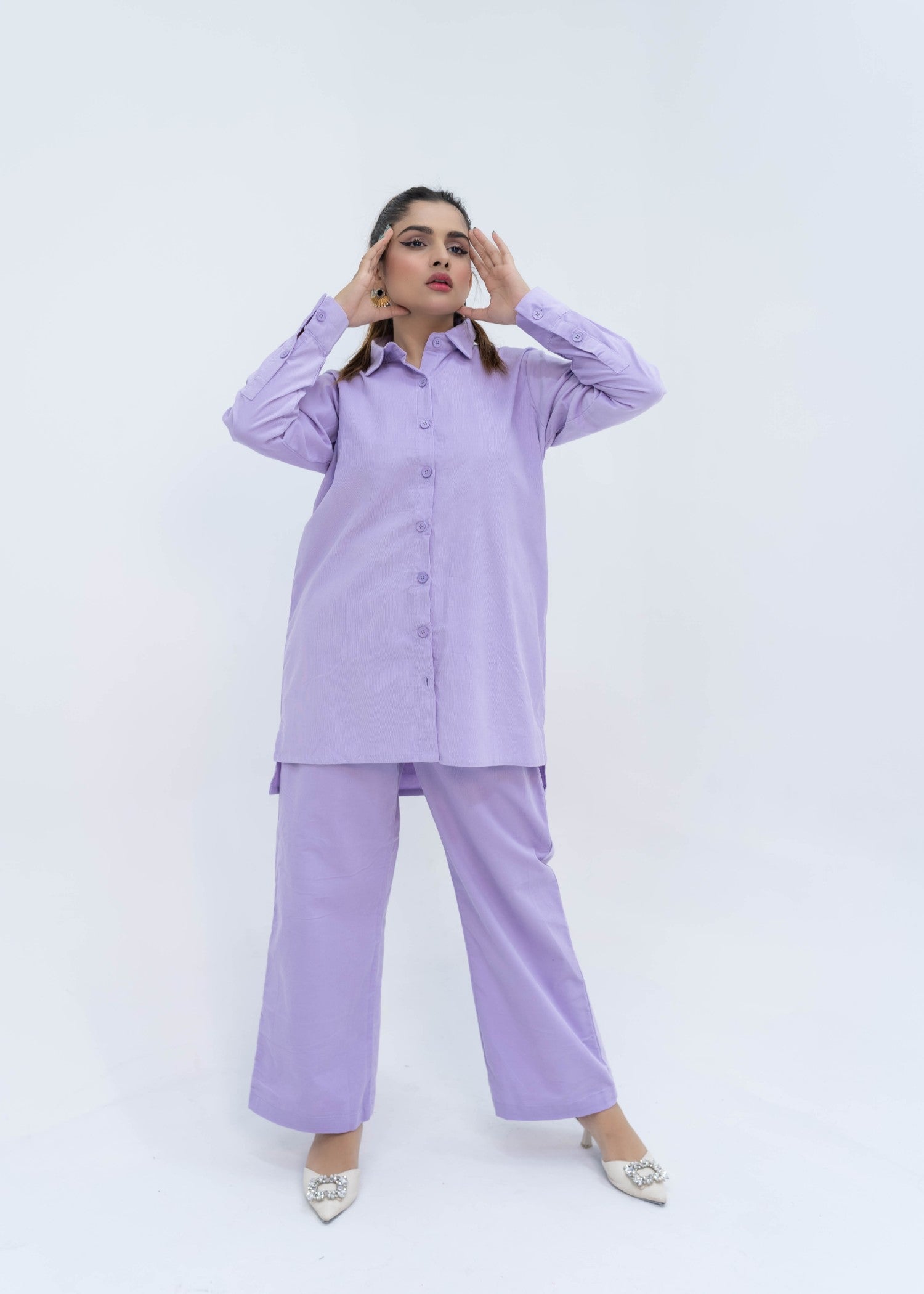 corduroy Co Ord Sets in Lilac
