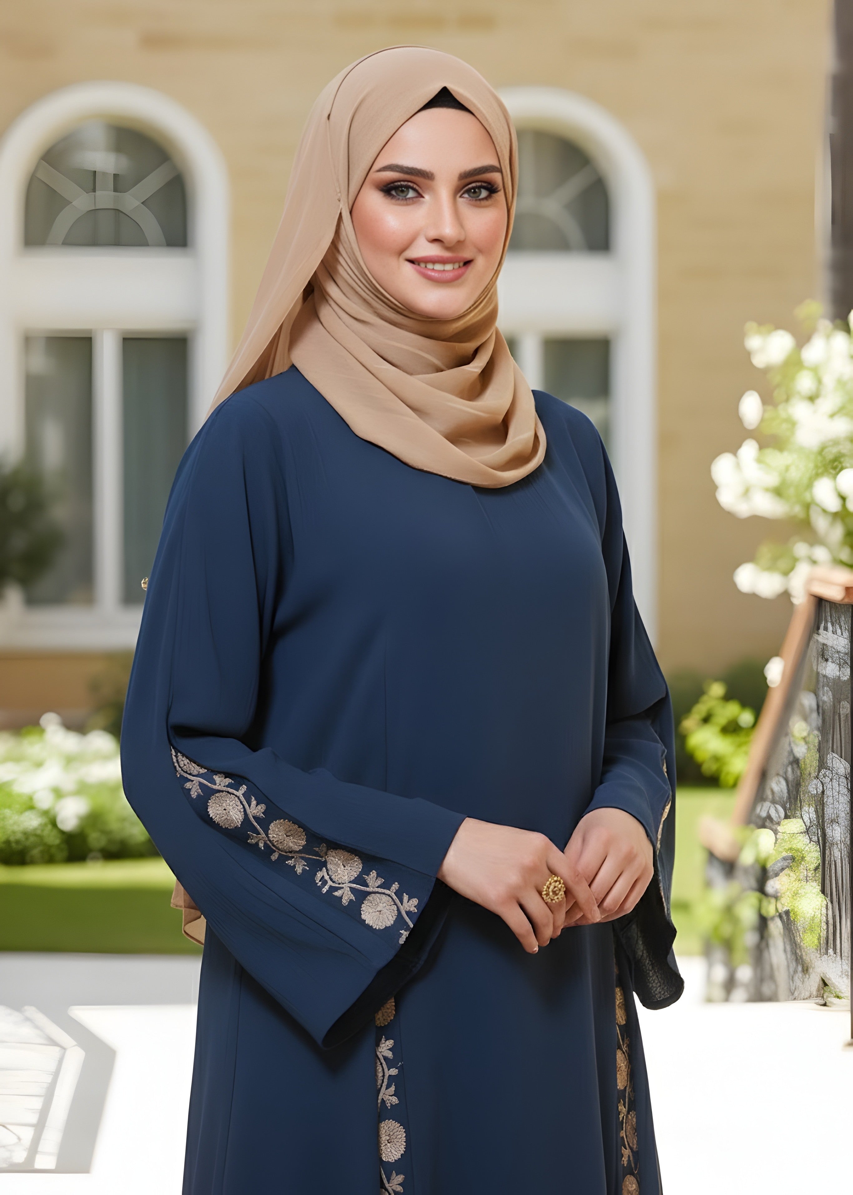polyester Abaya in Blue