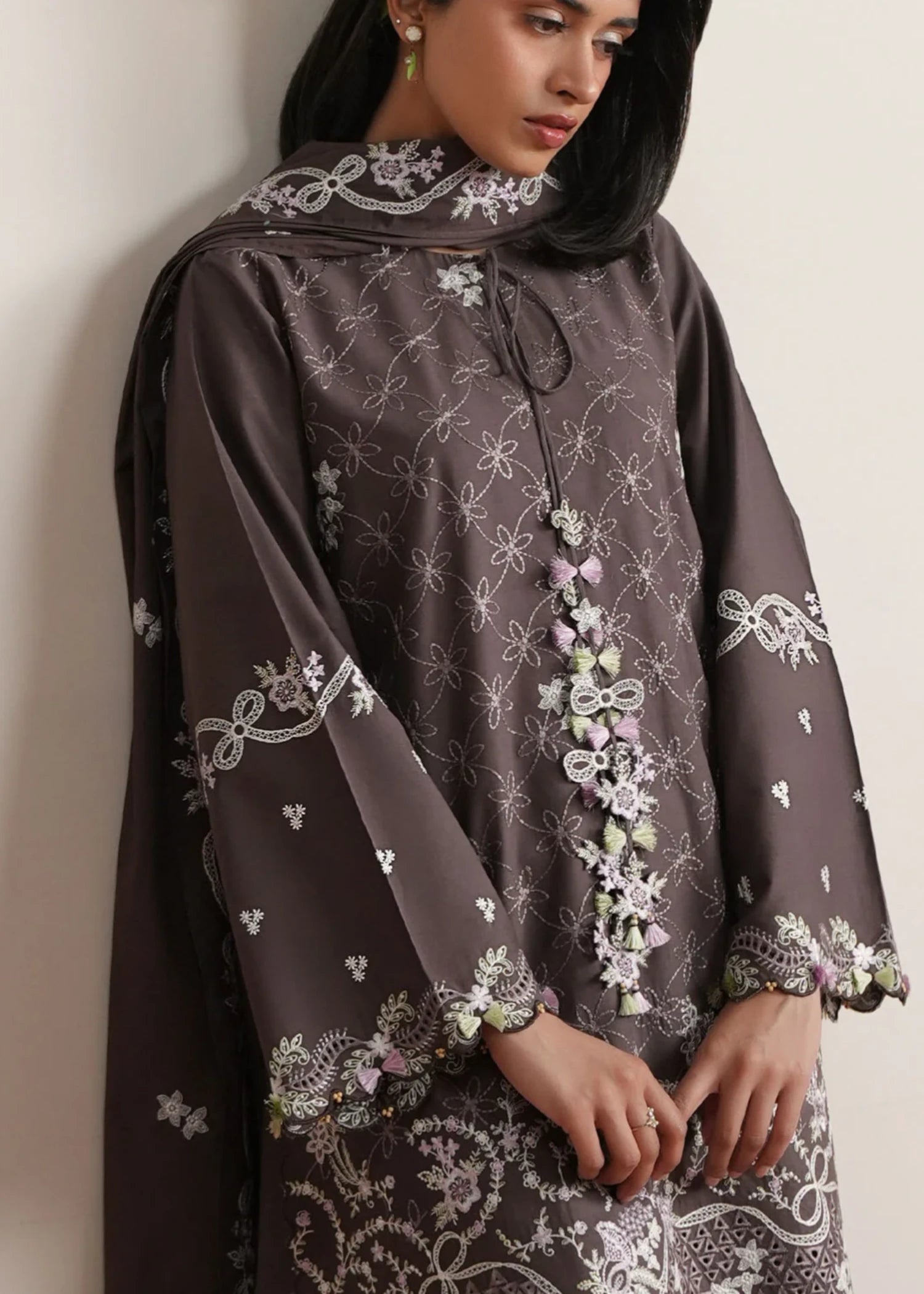 lawn Unstitched in Coffee brown