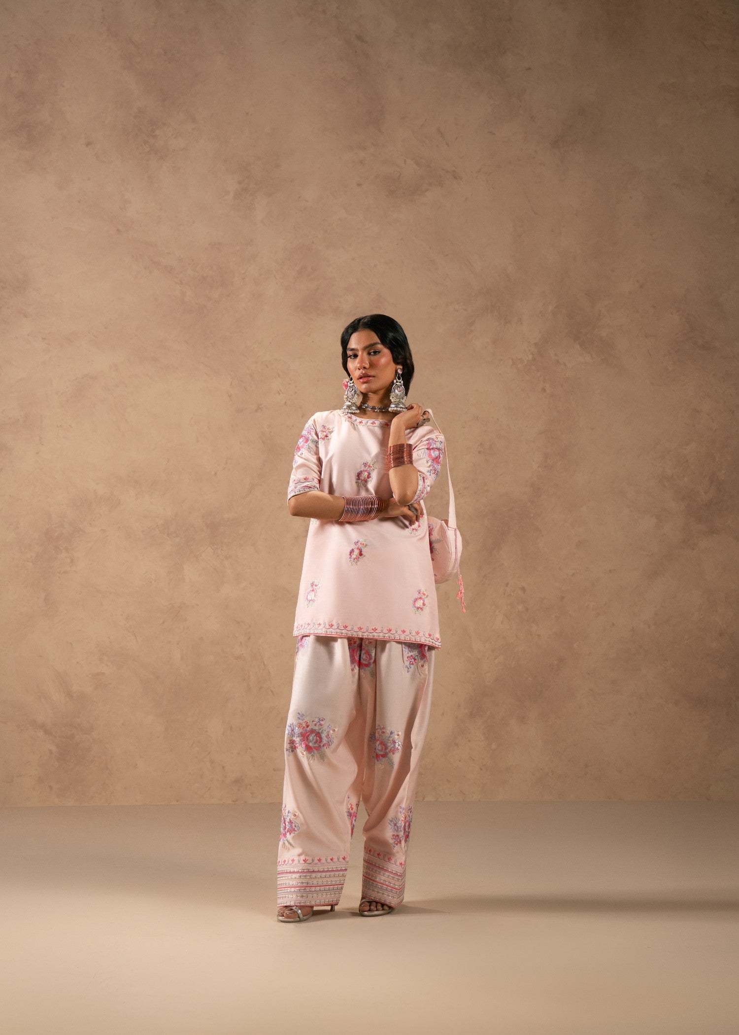 viscose thai silk Kurta Set in Baby pink