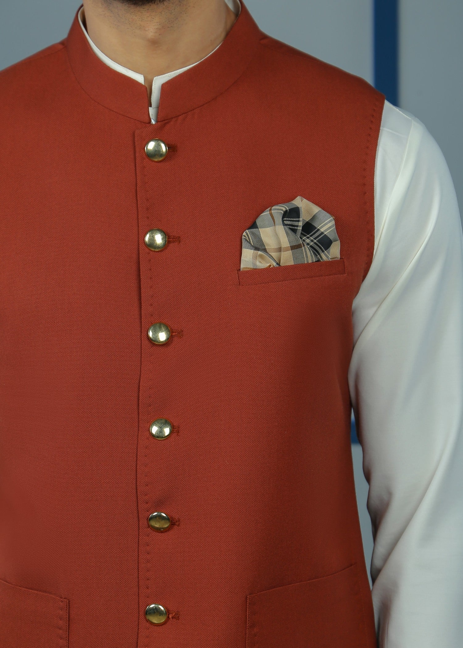 tropical Waistcoat in Rust orange