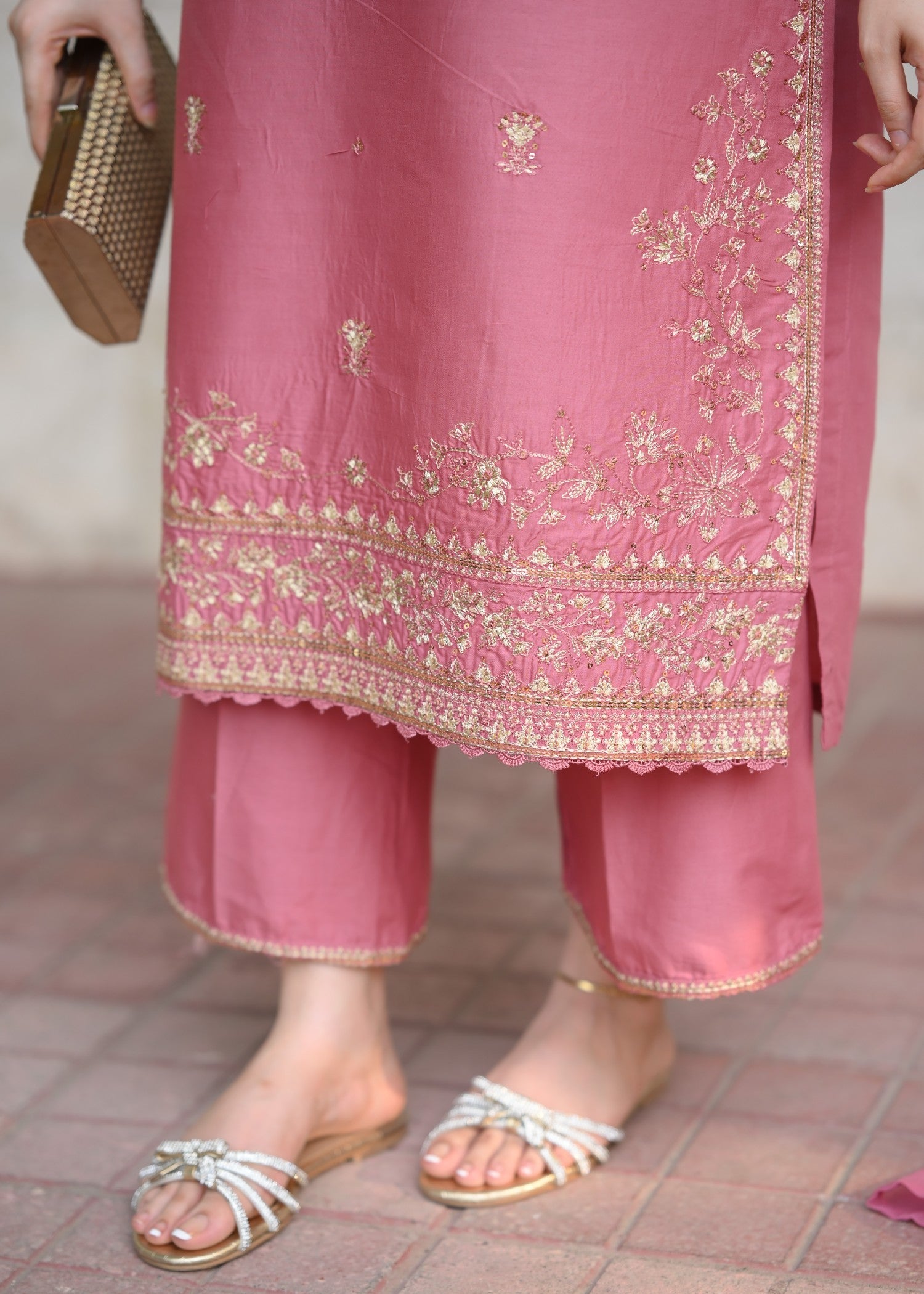 cotton Kurta Set in Salmon pink