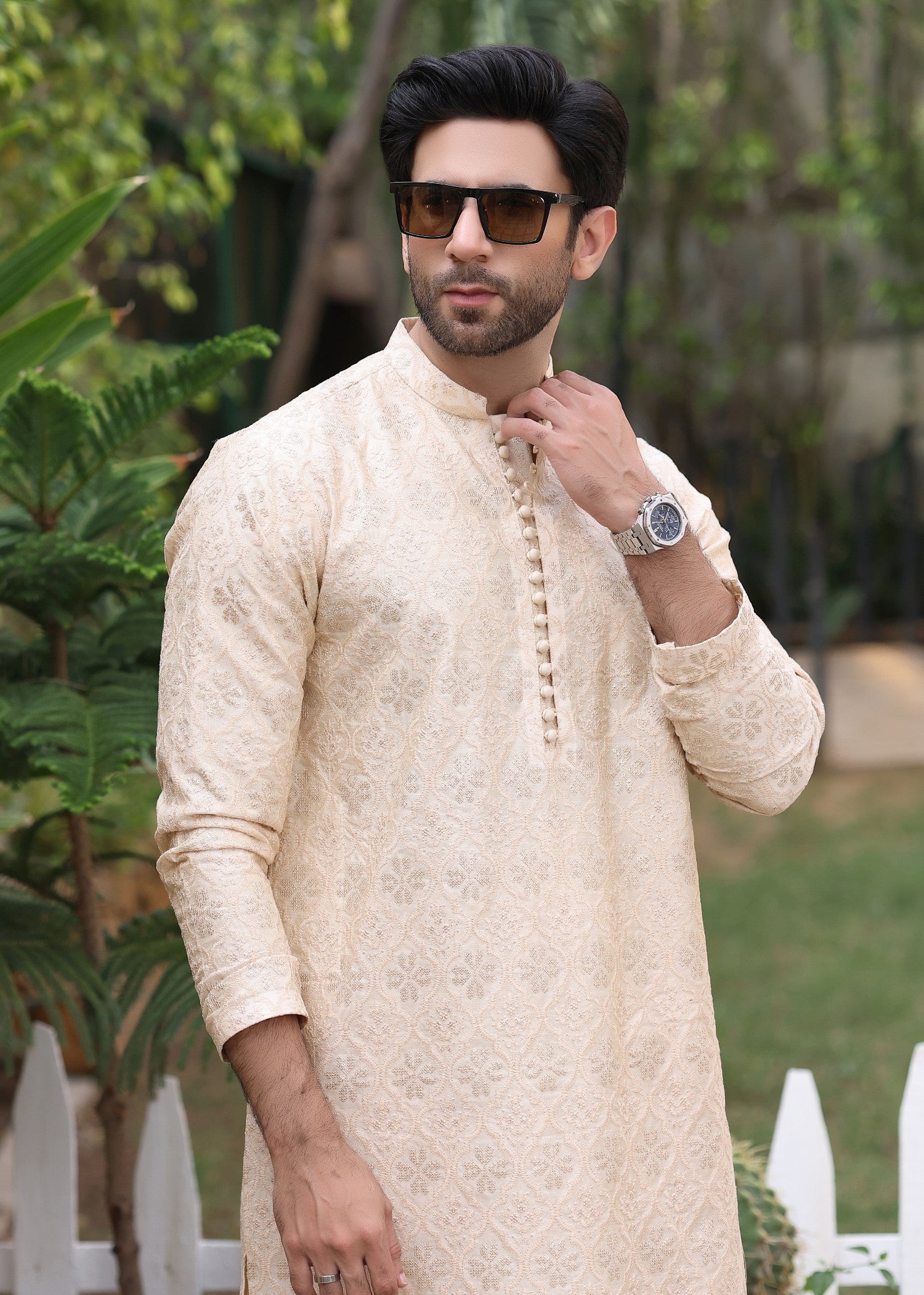 raw silk Kurta Set in Peach pink by The Great Masters (TGM)