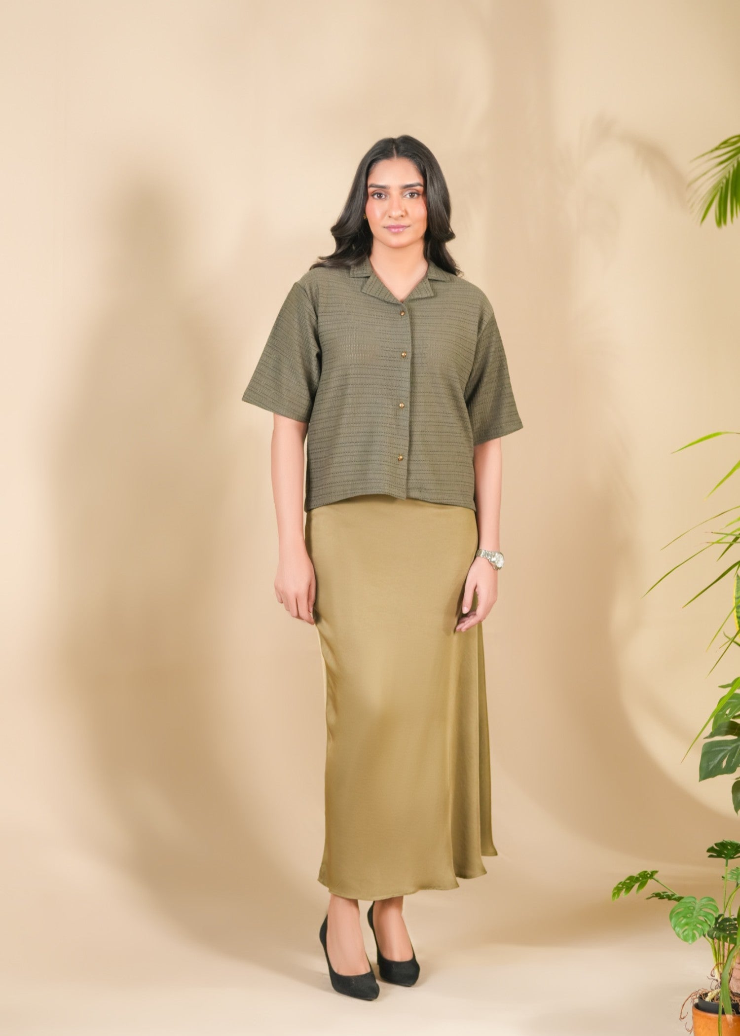 jersey knit Top in Olive green
