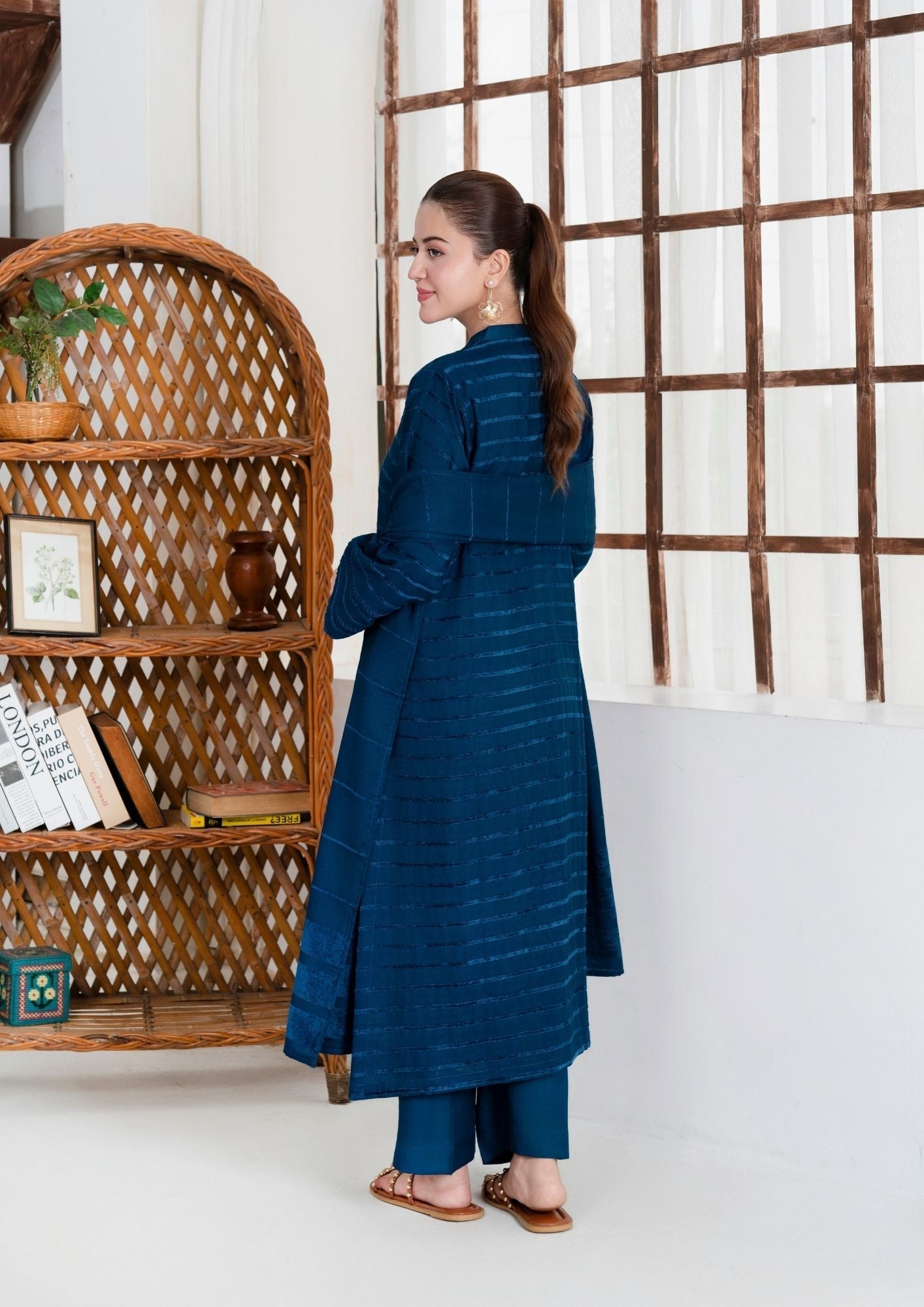 dhanak wool Kurta Set in Prussian blue