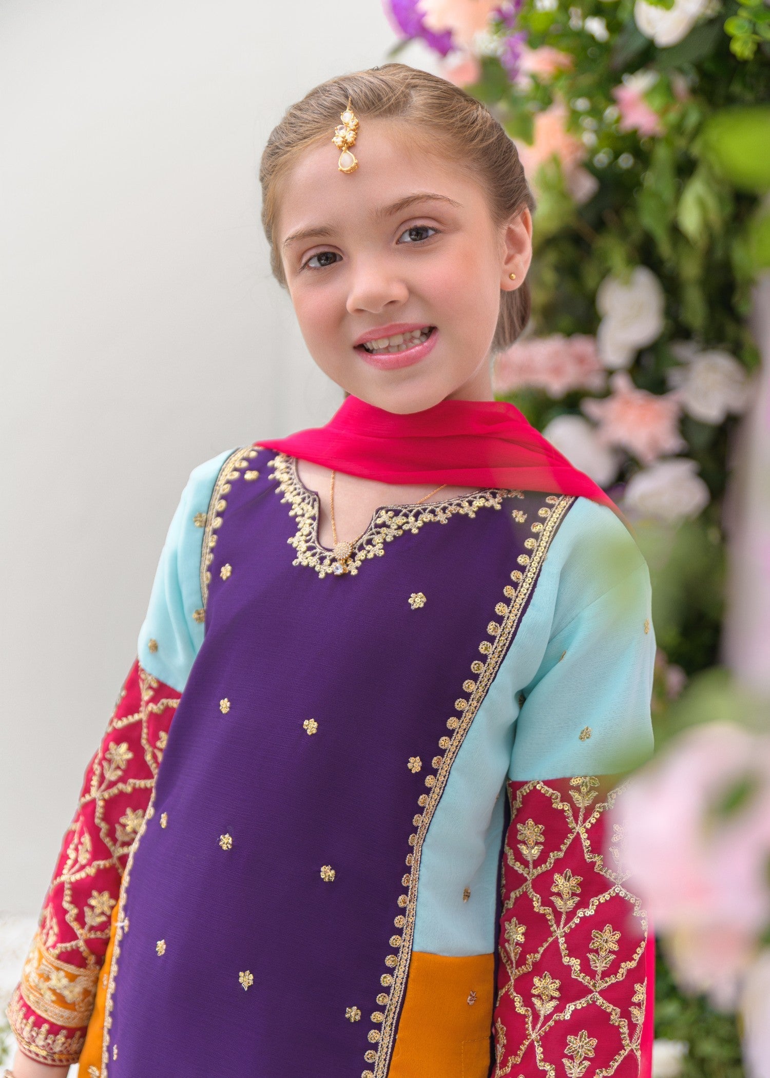 chiffon Kurta Set in Multi