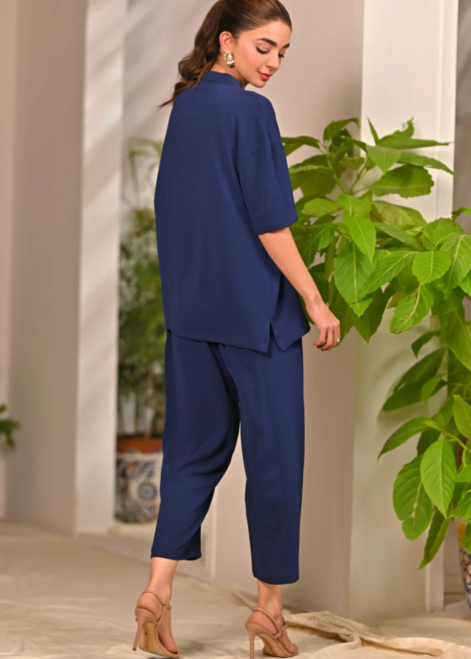 crepe Co ord Sets in Navy blue