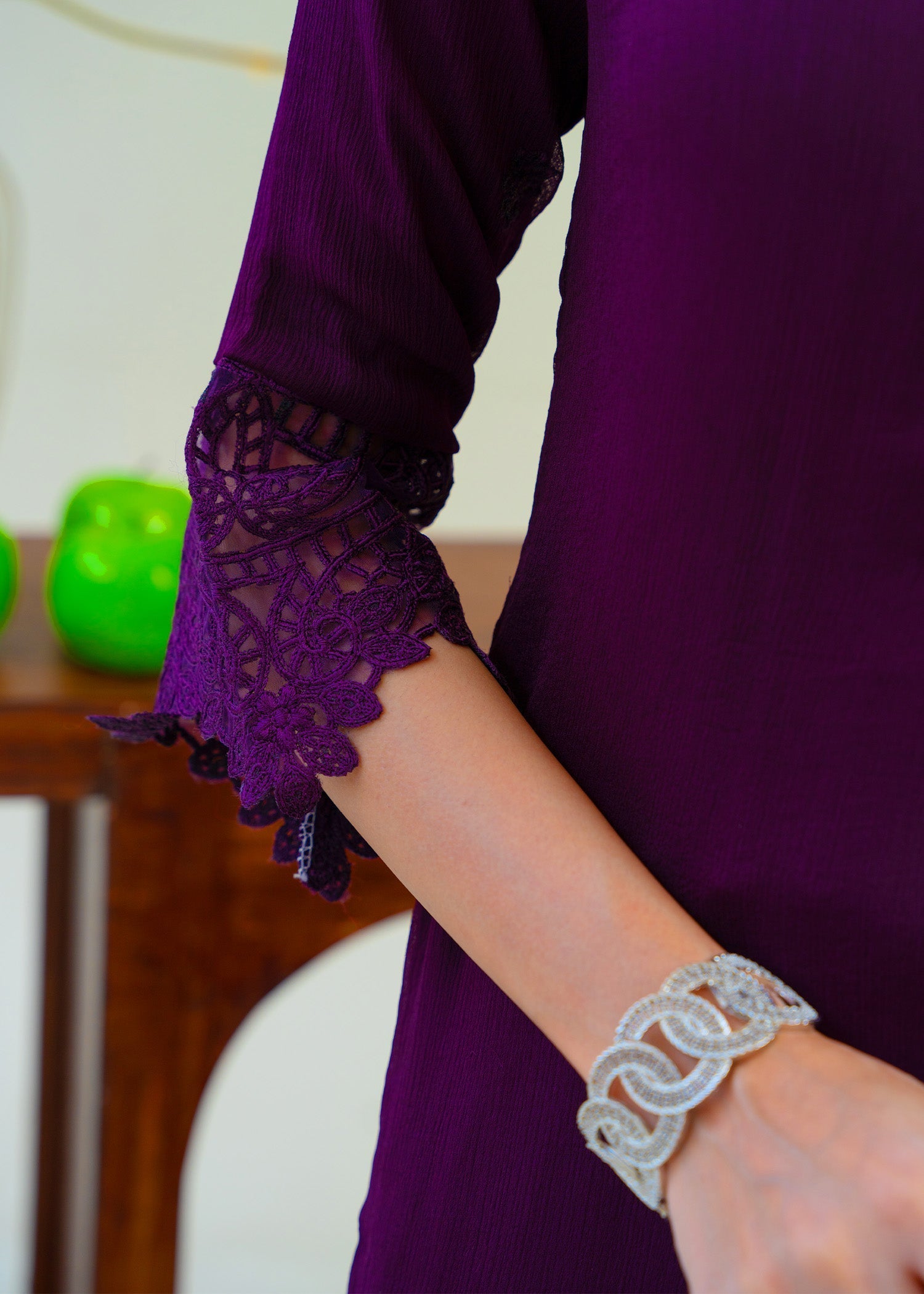 chiffon Kurta Set in Plum