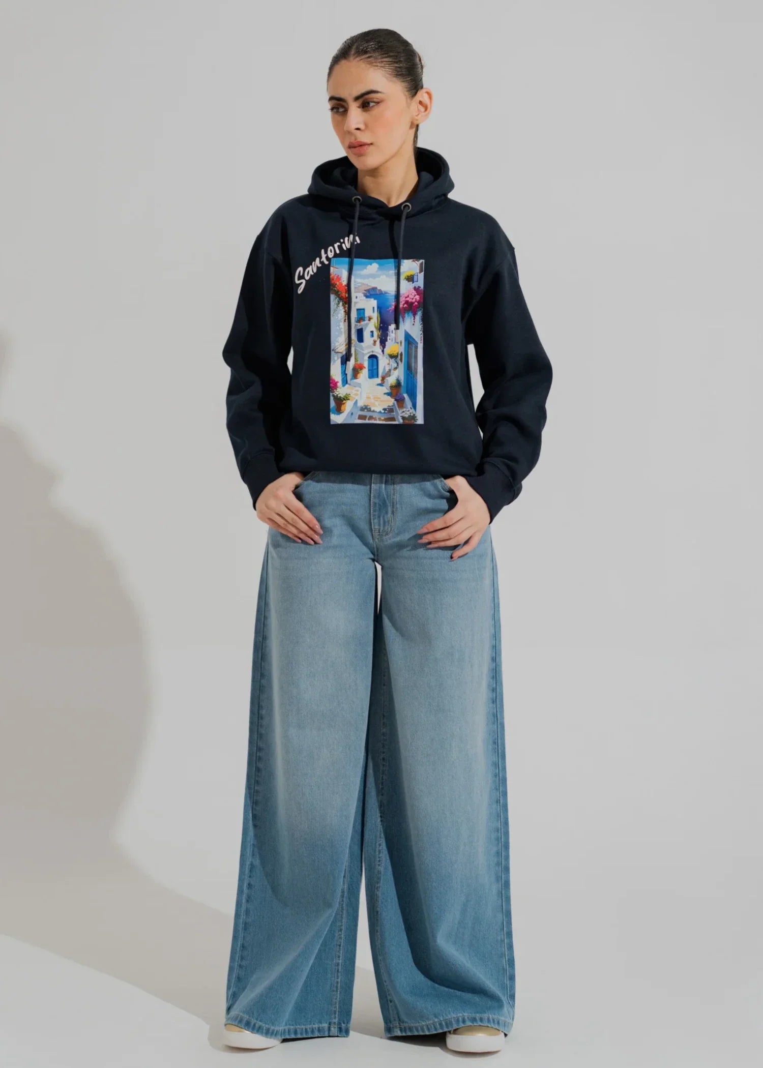 fleece Hoodie in Navy blue