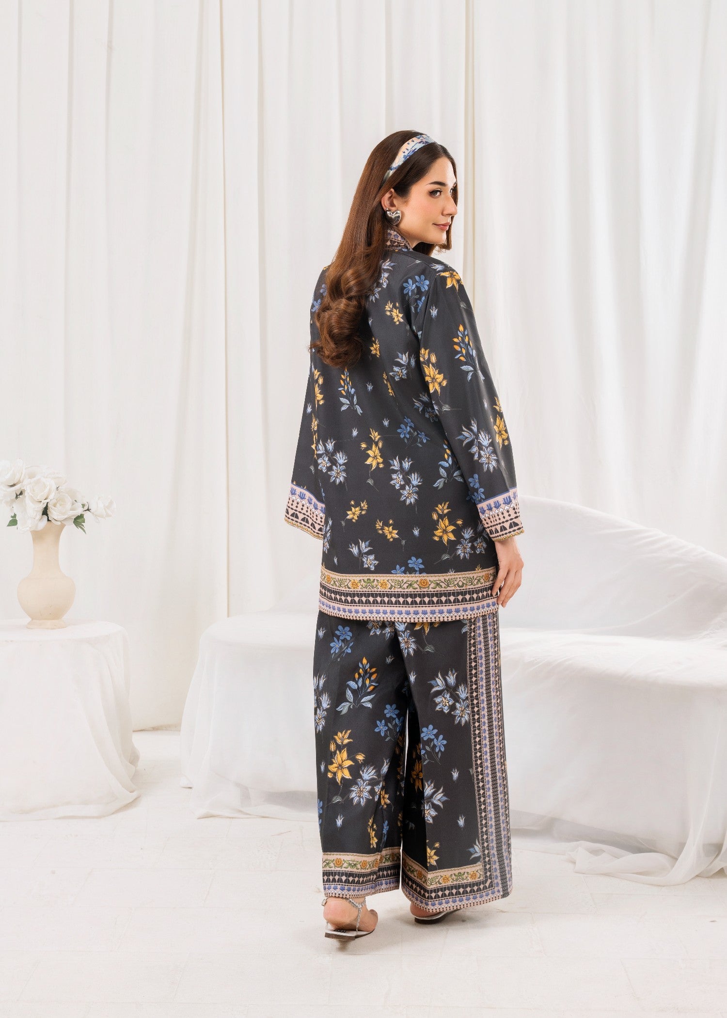 poly lawn Co Ord Sets in Black, yellow