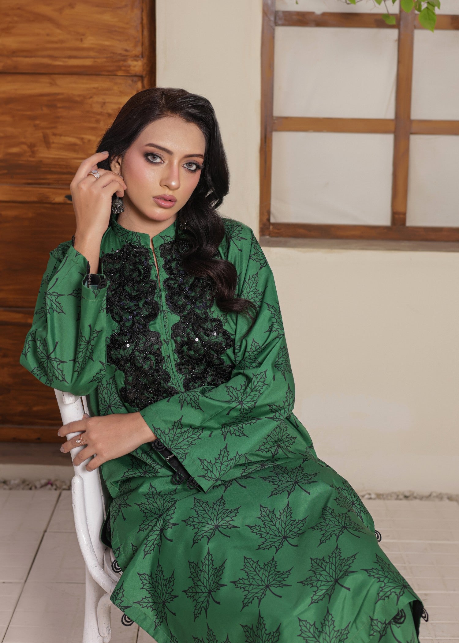 crepe silk Co Ord Sets in Green