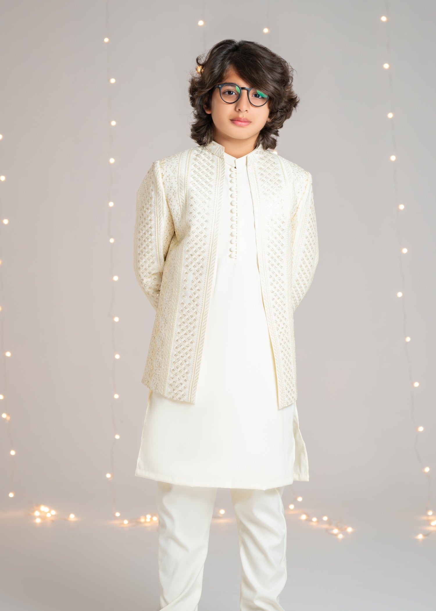 raw silk Prince Coat in Cream