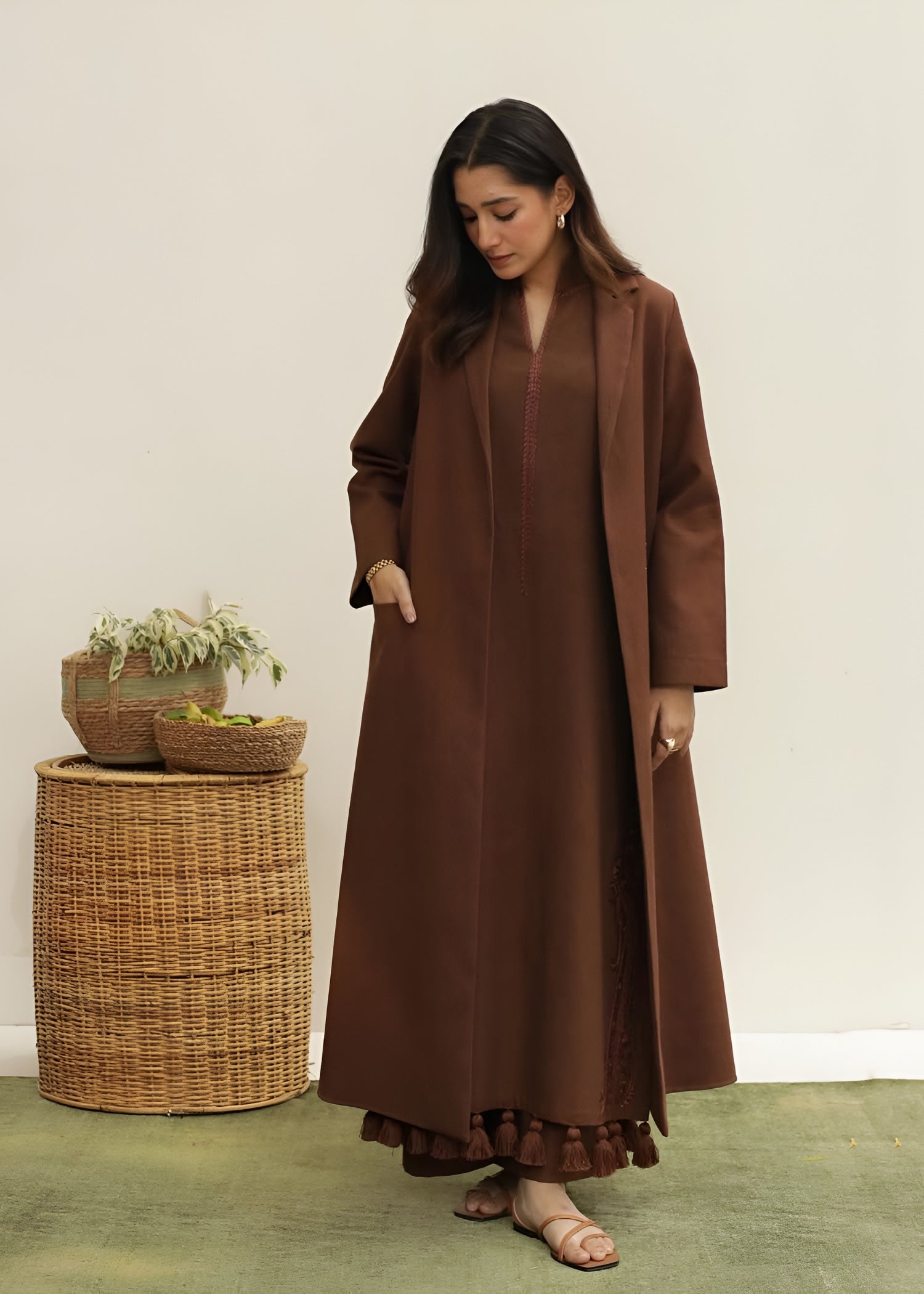 dhanak Gown in Chocolate brown