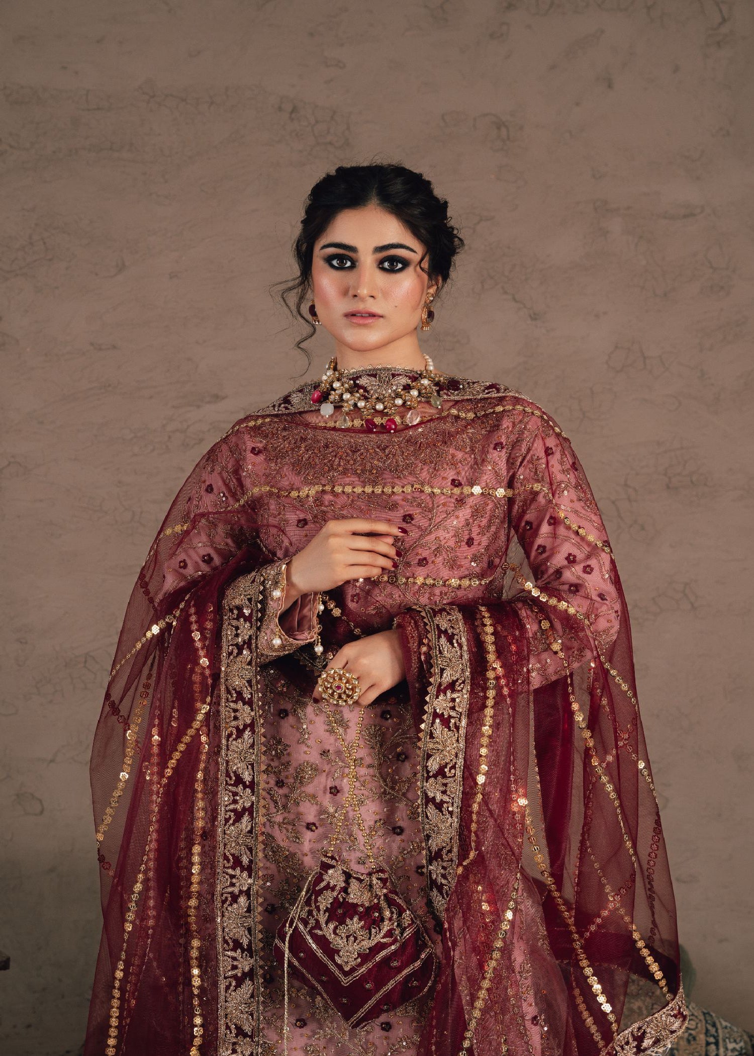 net Sharara in Pastel pink