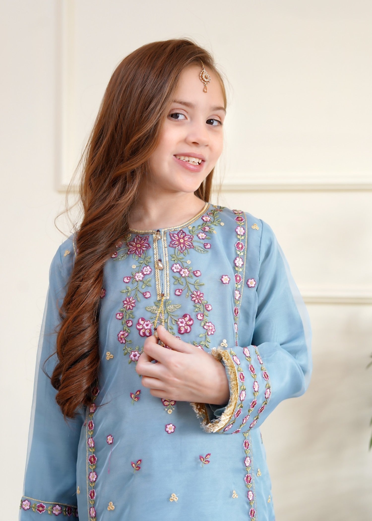 organza Kurta Set in Powder blue