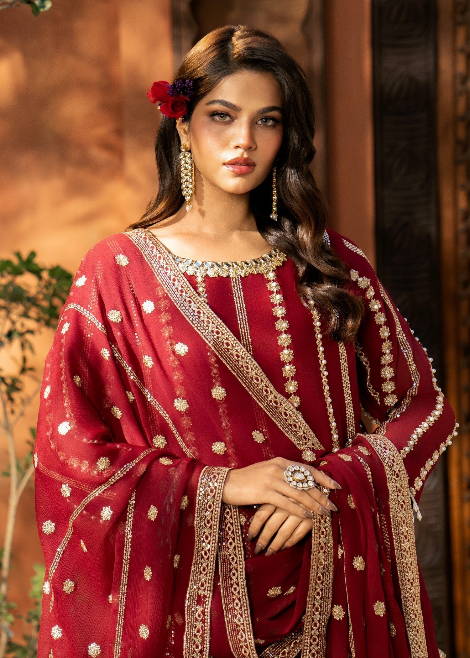 chiffon Sharara in Maroon