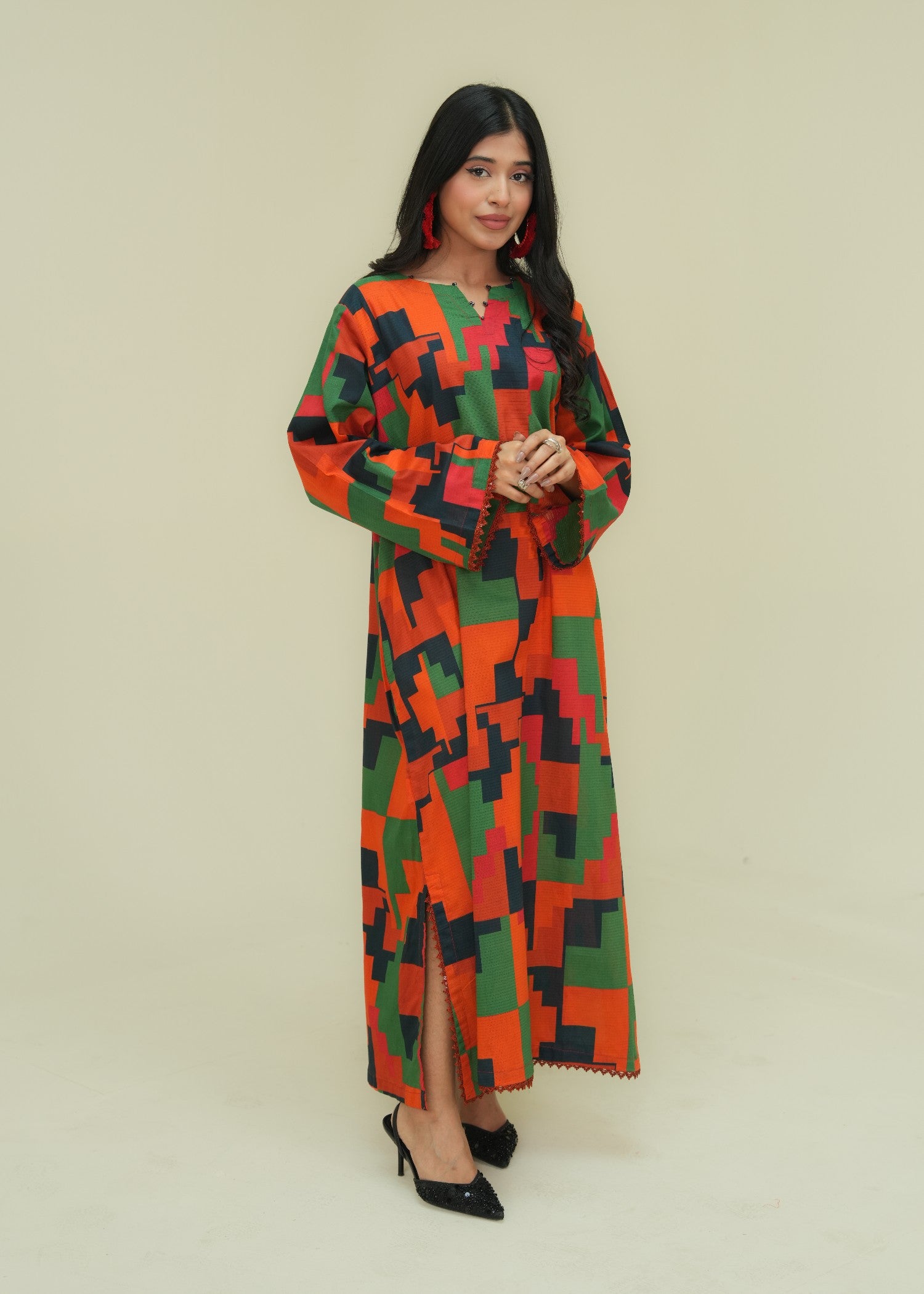 lawn Kaftan in Rust orange