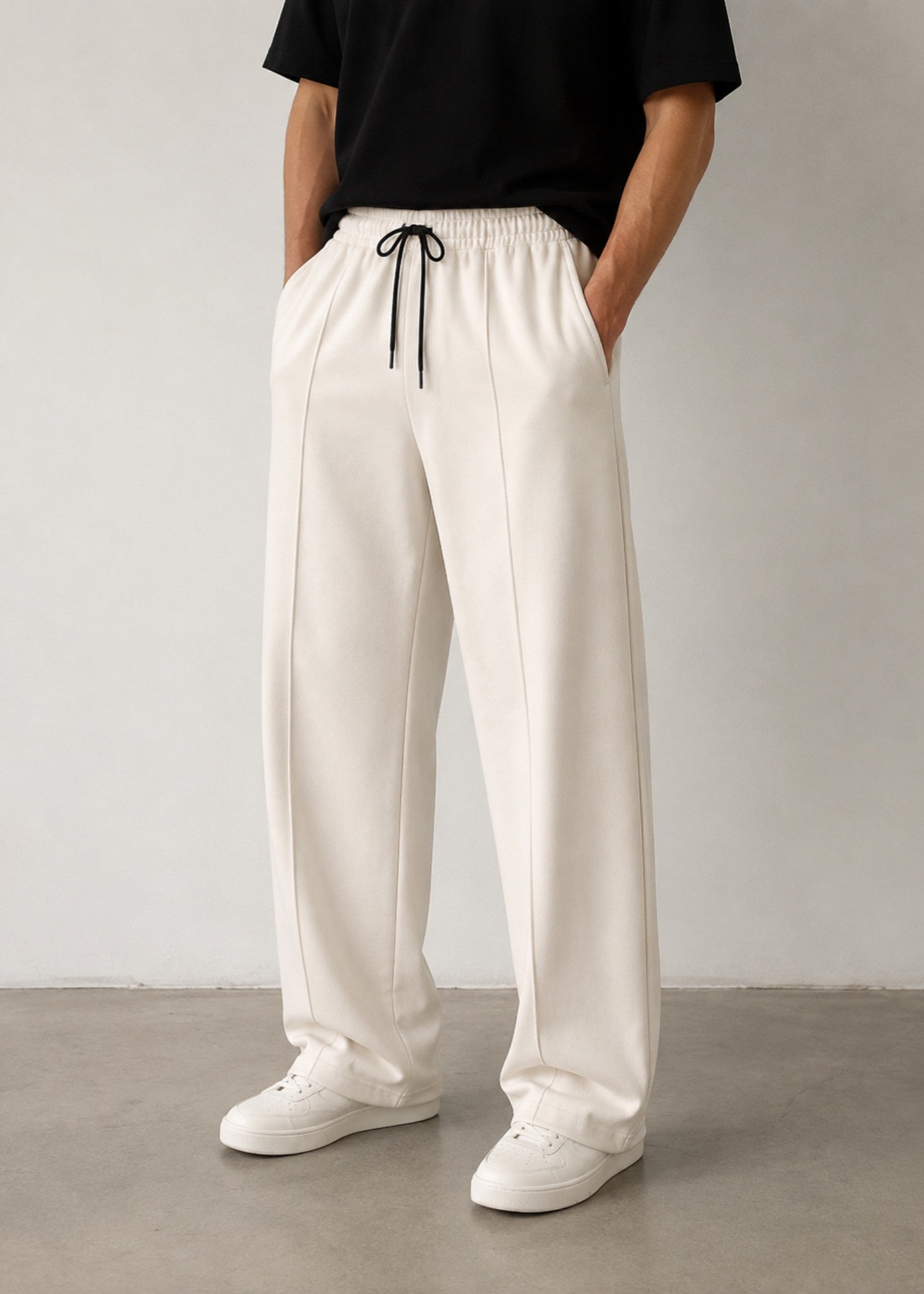 interlock knit Trousers in Off-white