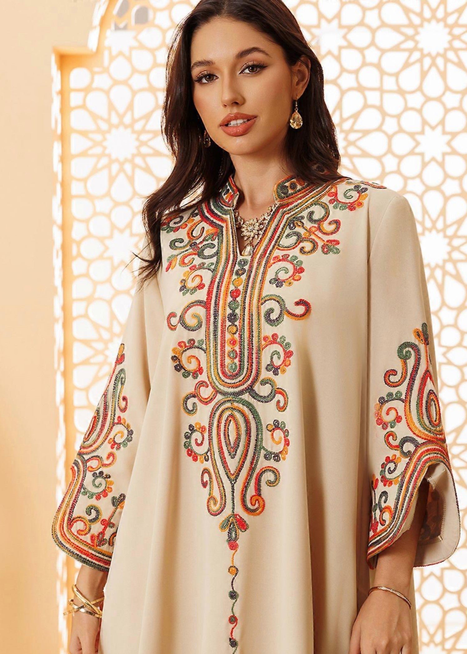 linen Kaftan in Beige