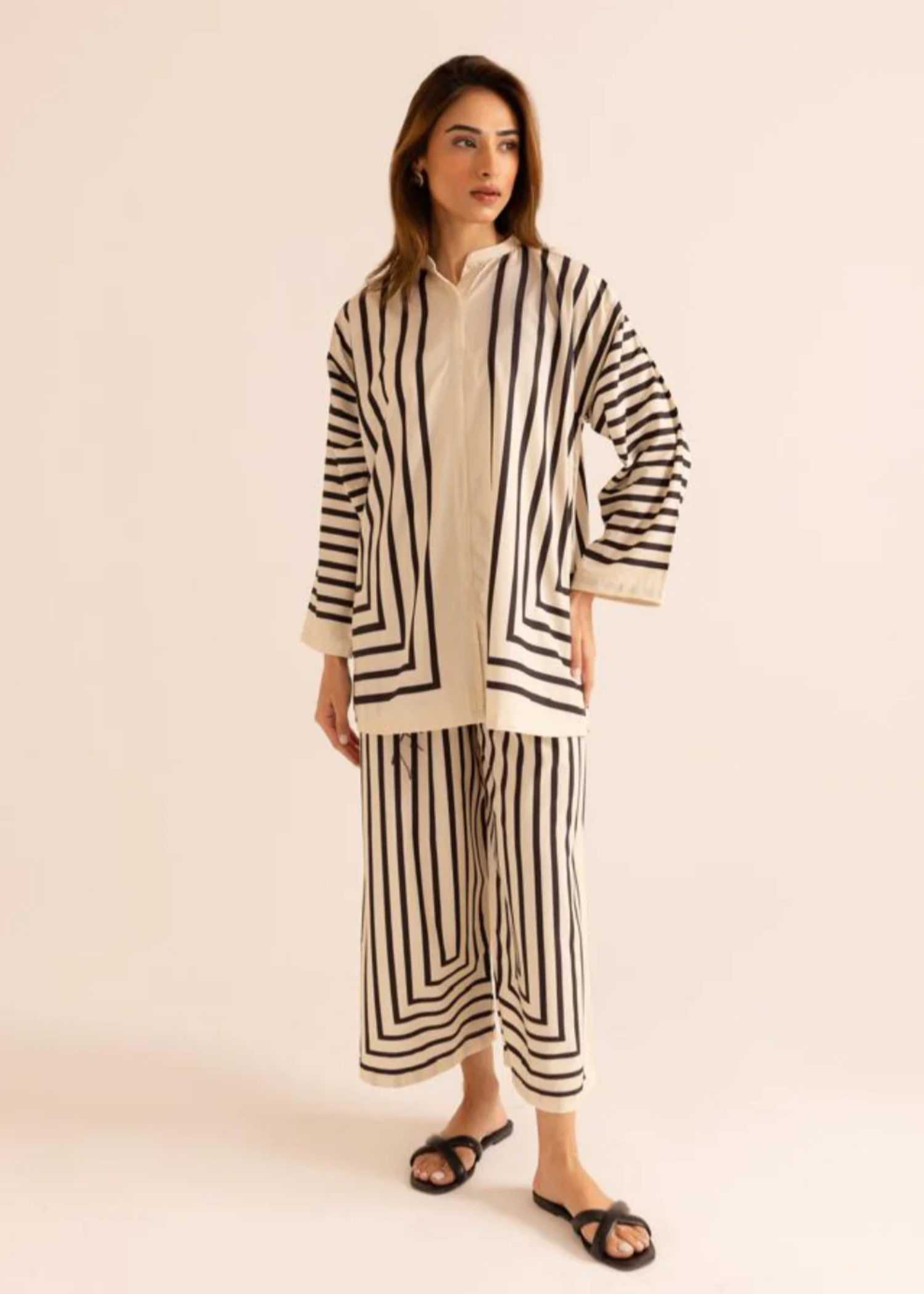 poly lawn Co Ord Sets in Off-white
