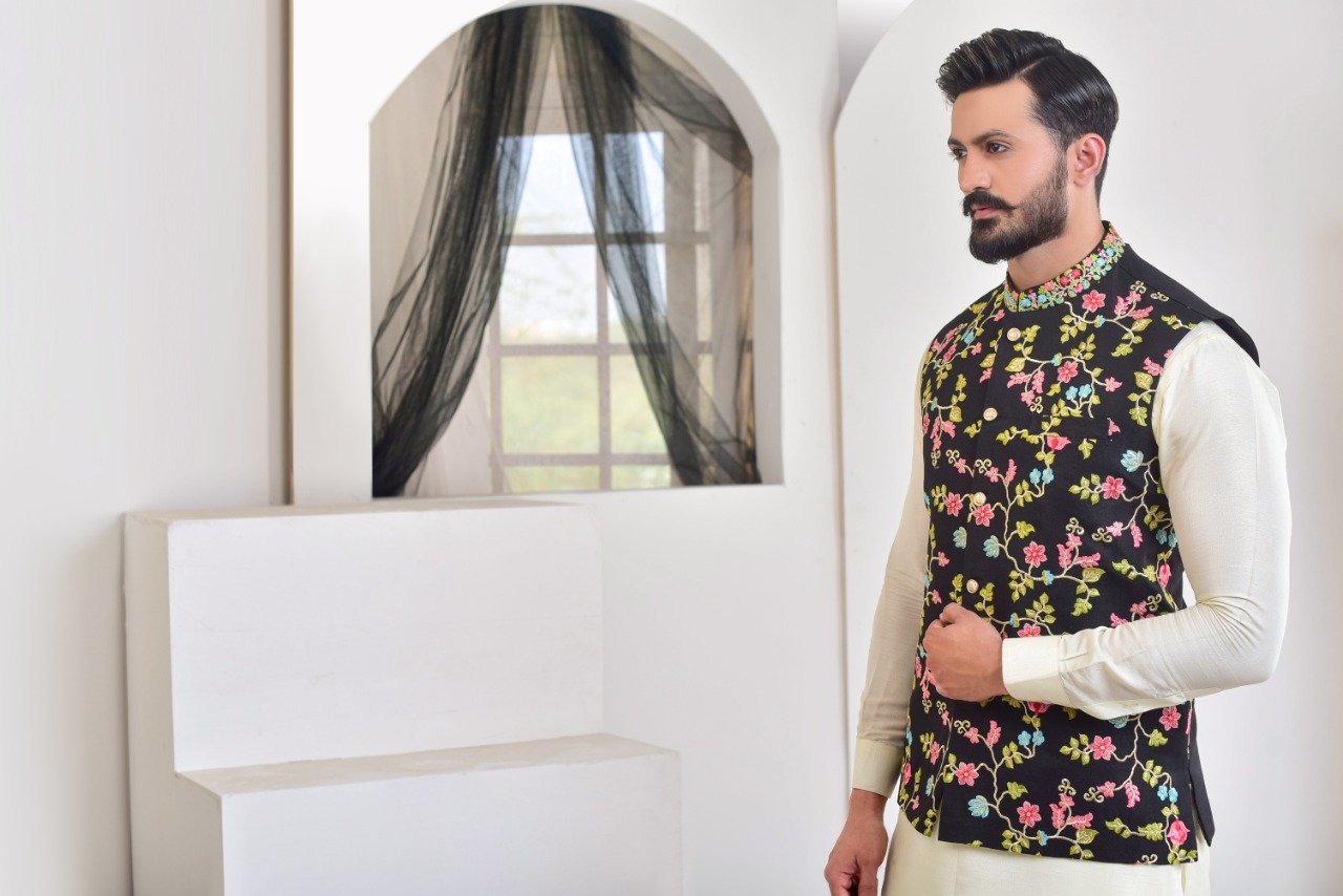 cotton silk Waistcoat in Black