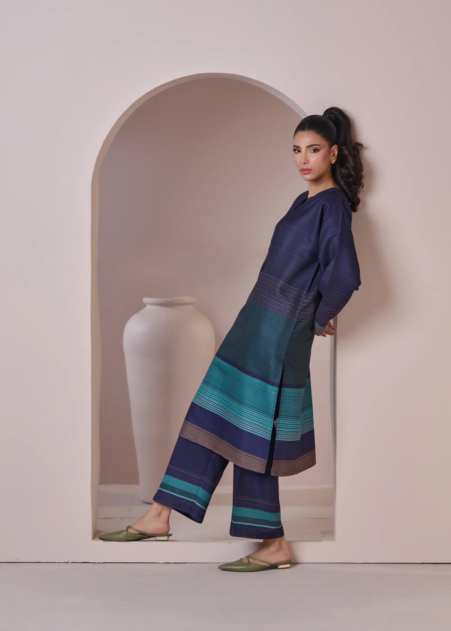 herringbone Co Ord Sets in Navy blue