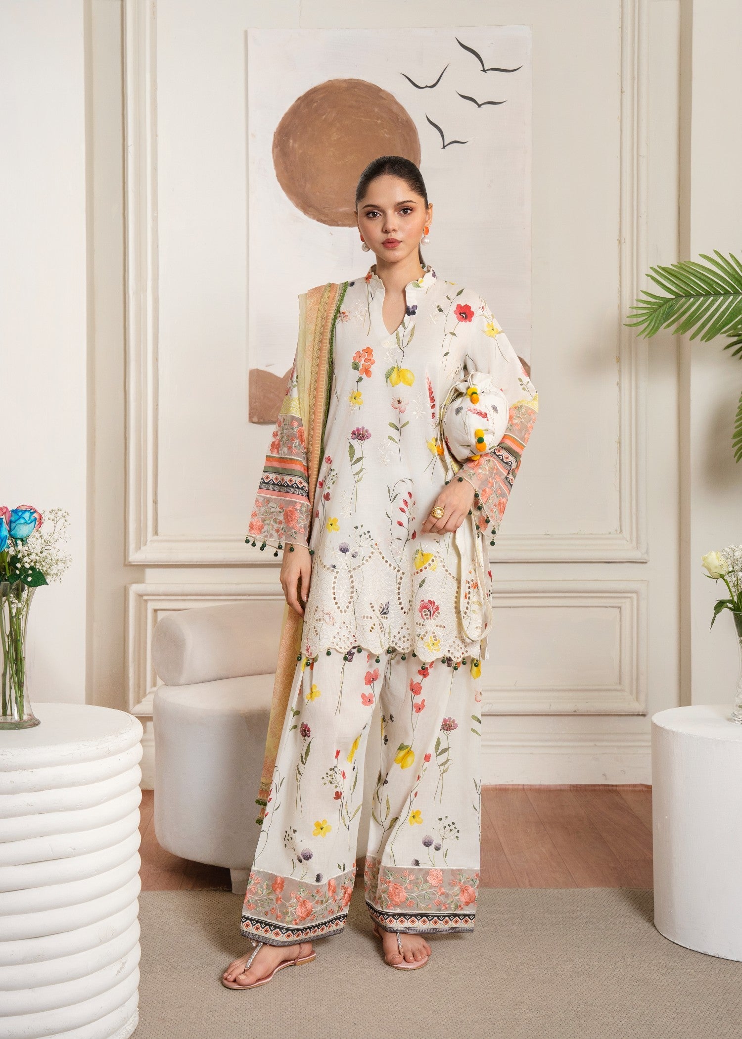 lawn Kurta Set in Milk