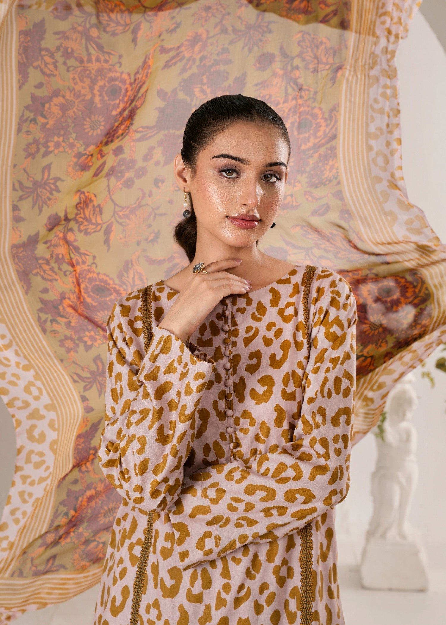 lawn Sharara in Brown