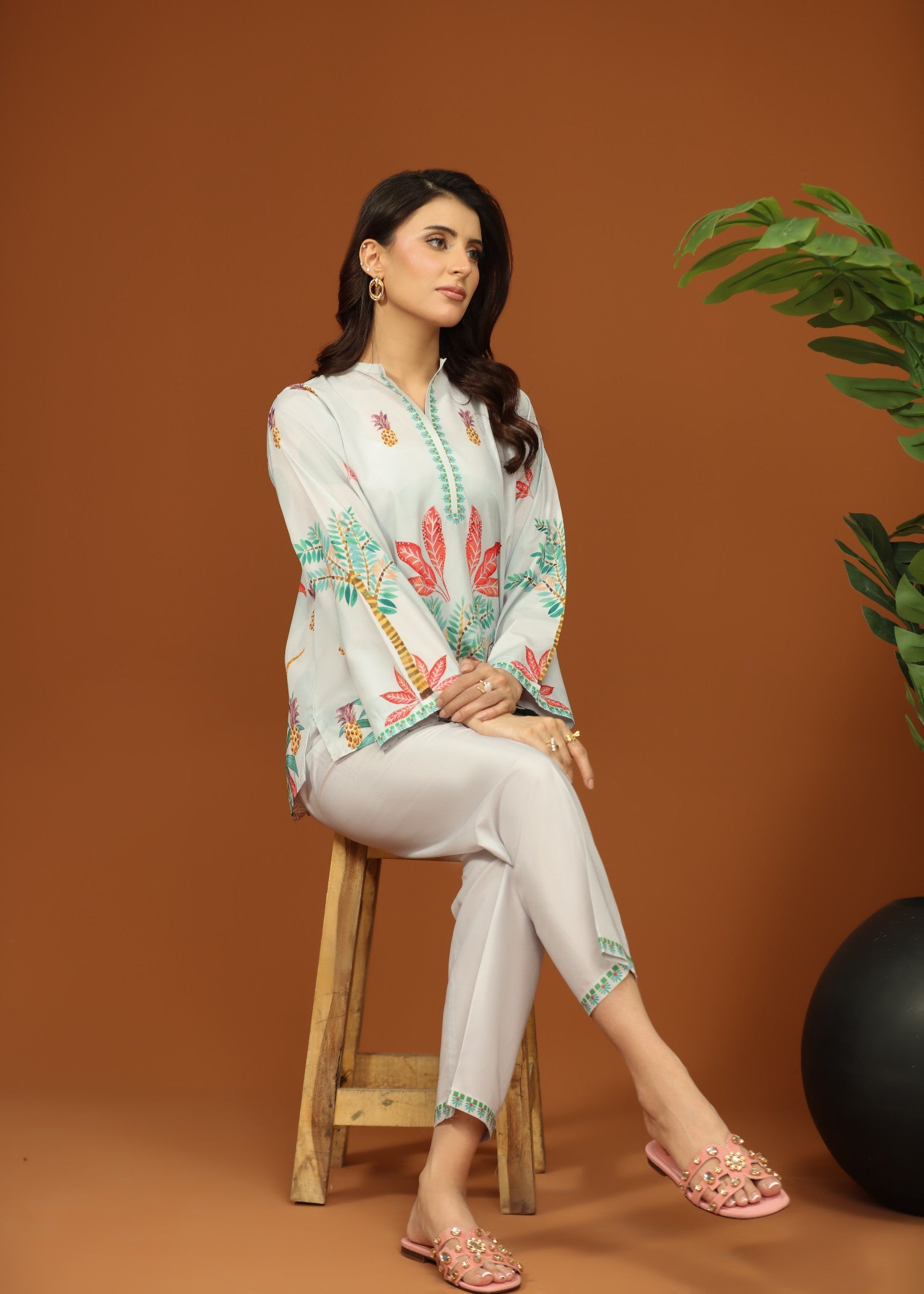 crepe silk Co ord Sets in Sky