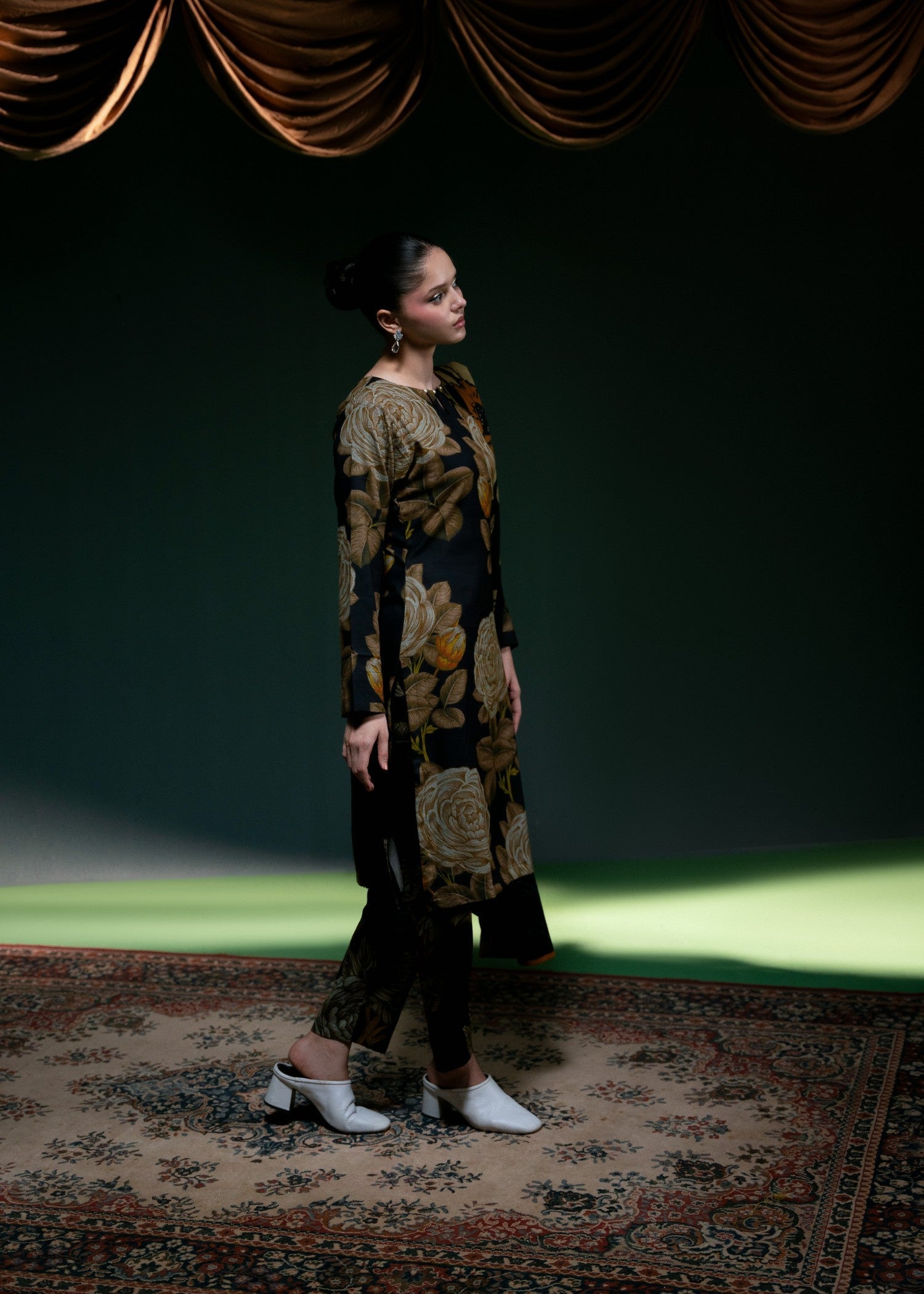dhanak Kurta Set in Coal
