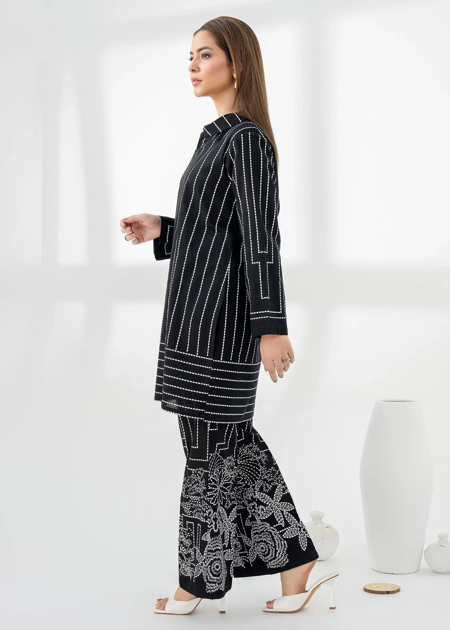 zari lawn Co Ord Sets in Black