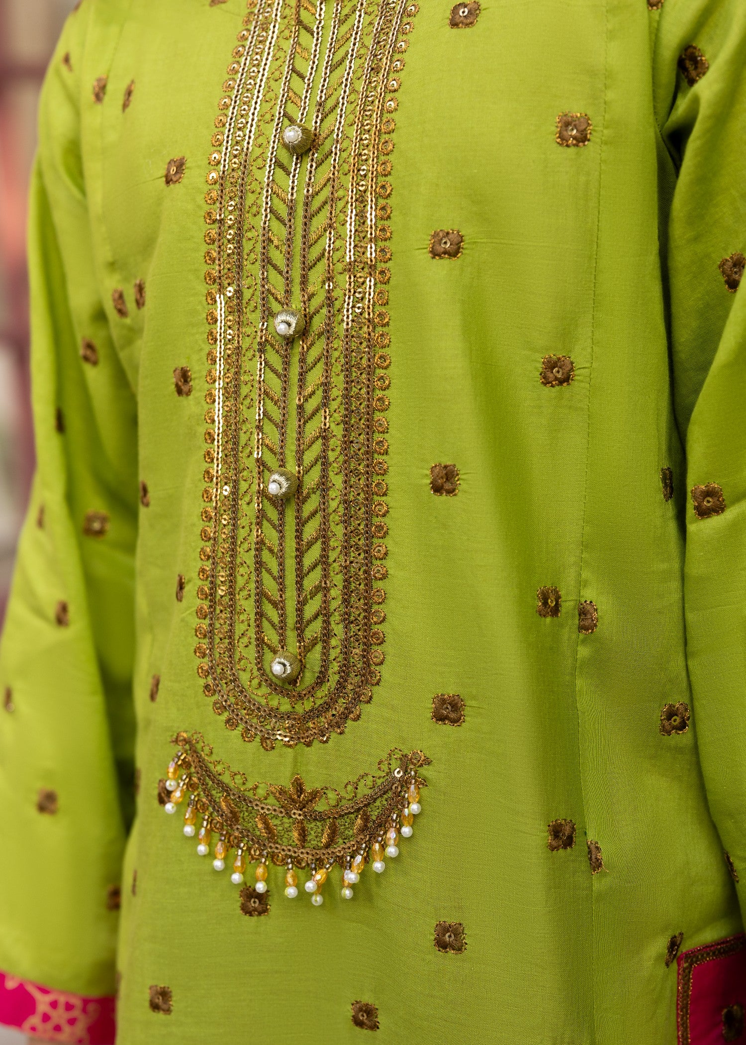 lawn cotton Sharara in Apple green