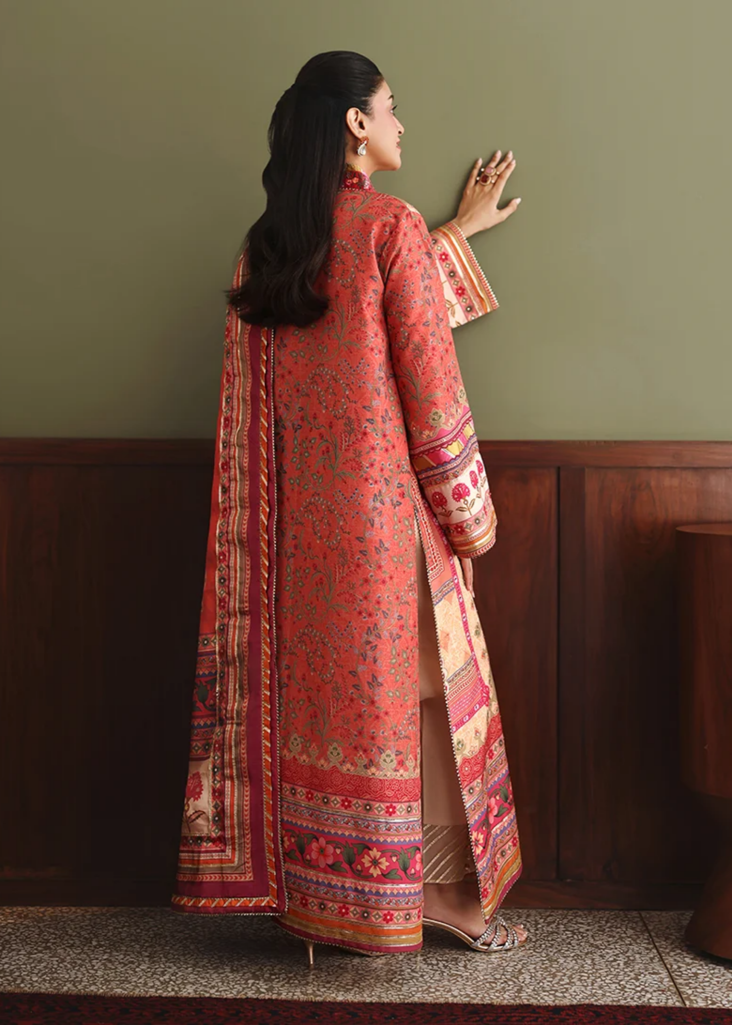 raw silk Kurta Set in Watermelon pink