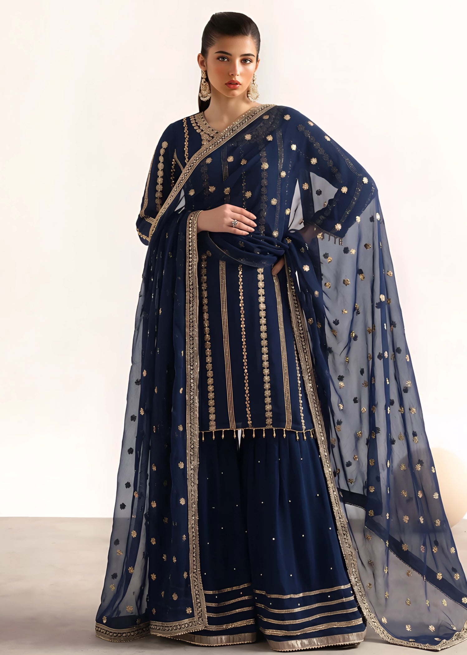 chiffon Sharara in Cobalt blue