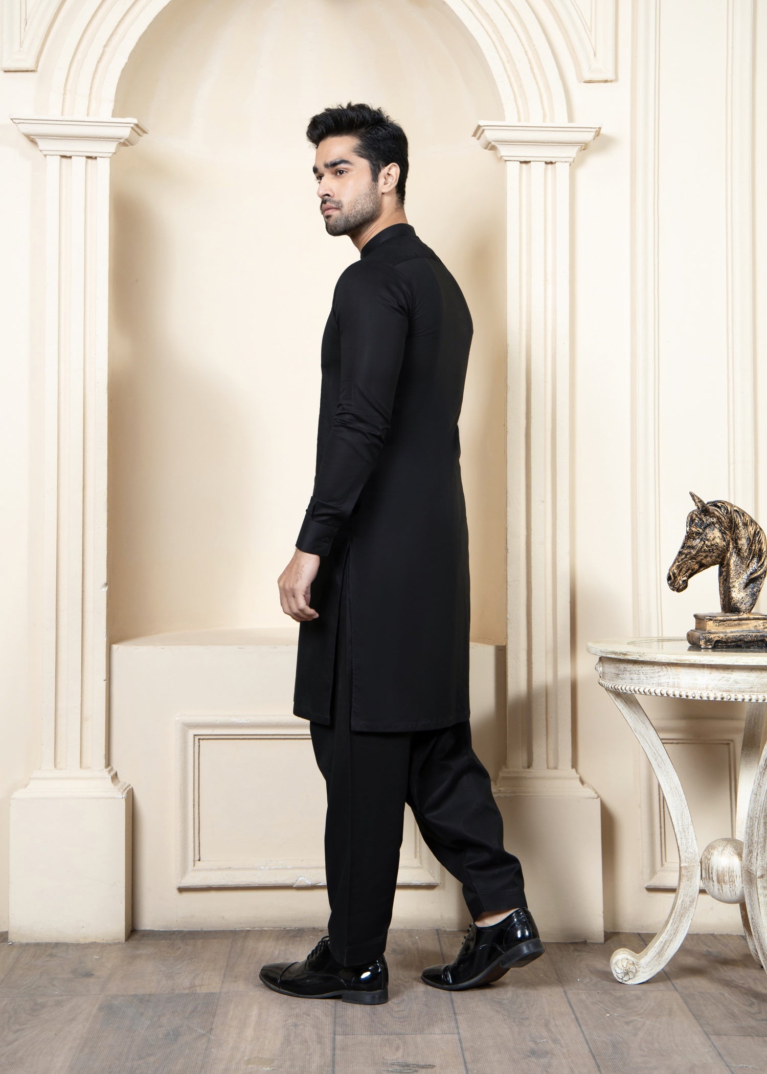 boski Shalwar Kameez in Black