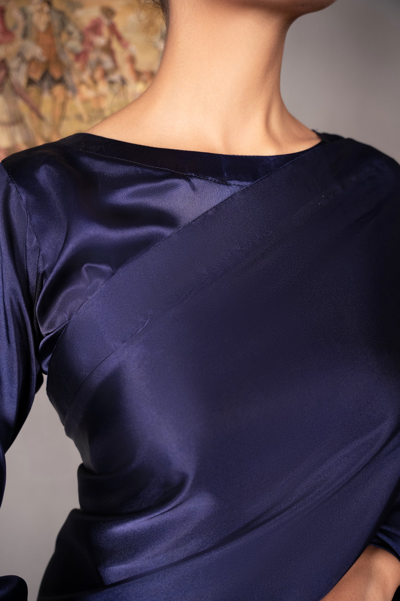 silk Saree in Navy blue
