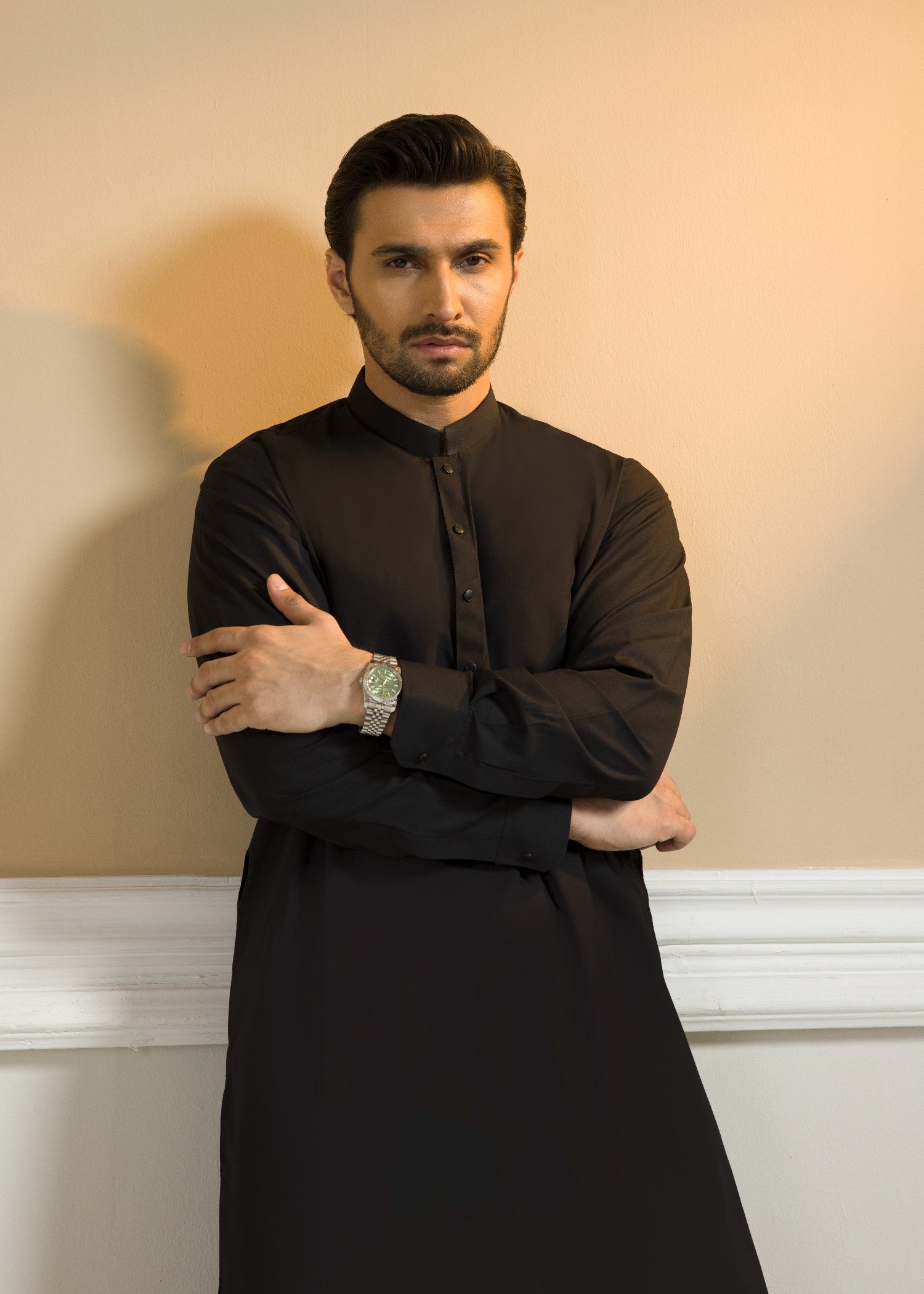 poly viscose Shalwar Kameez in Black
