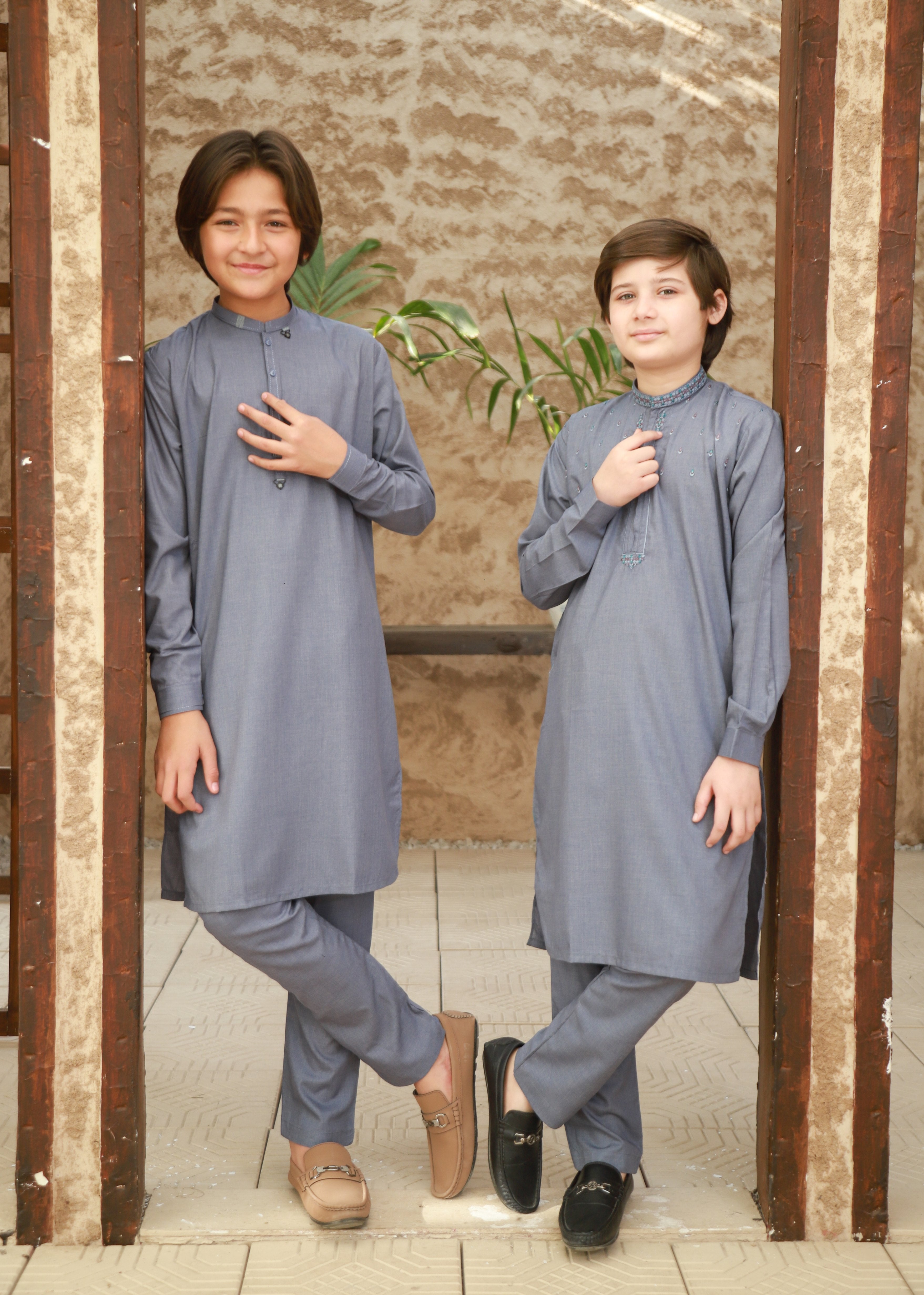 wash & wear Kurta Set in Shadow blue