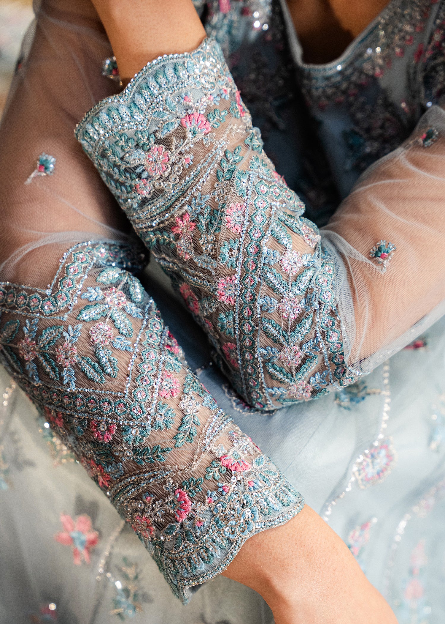 net Pishwas in Ice blue