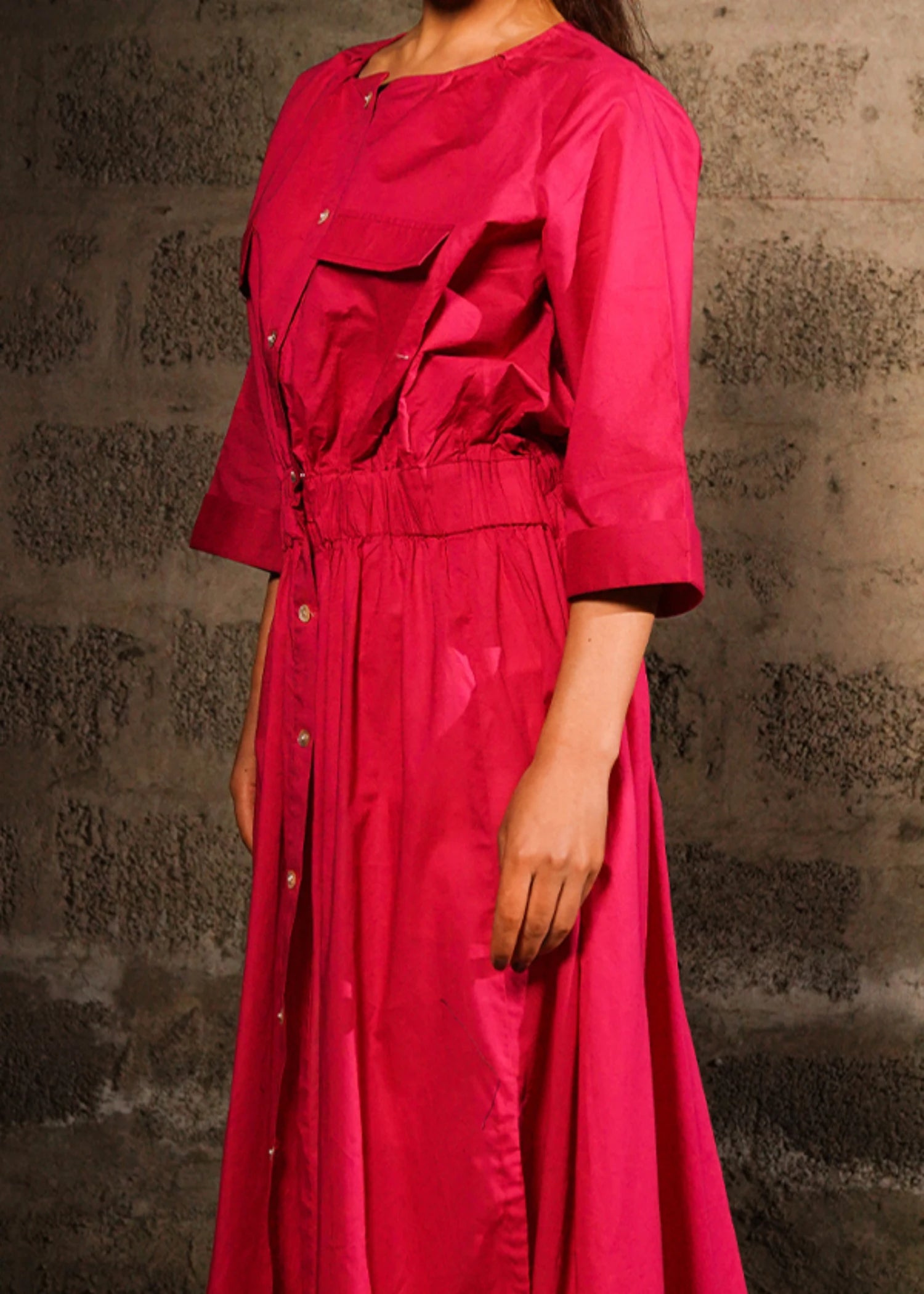 pure cotton Kaftan in Fuchsia pink