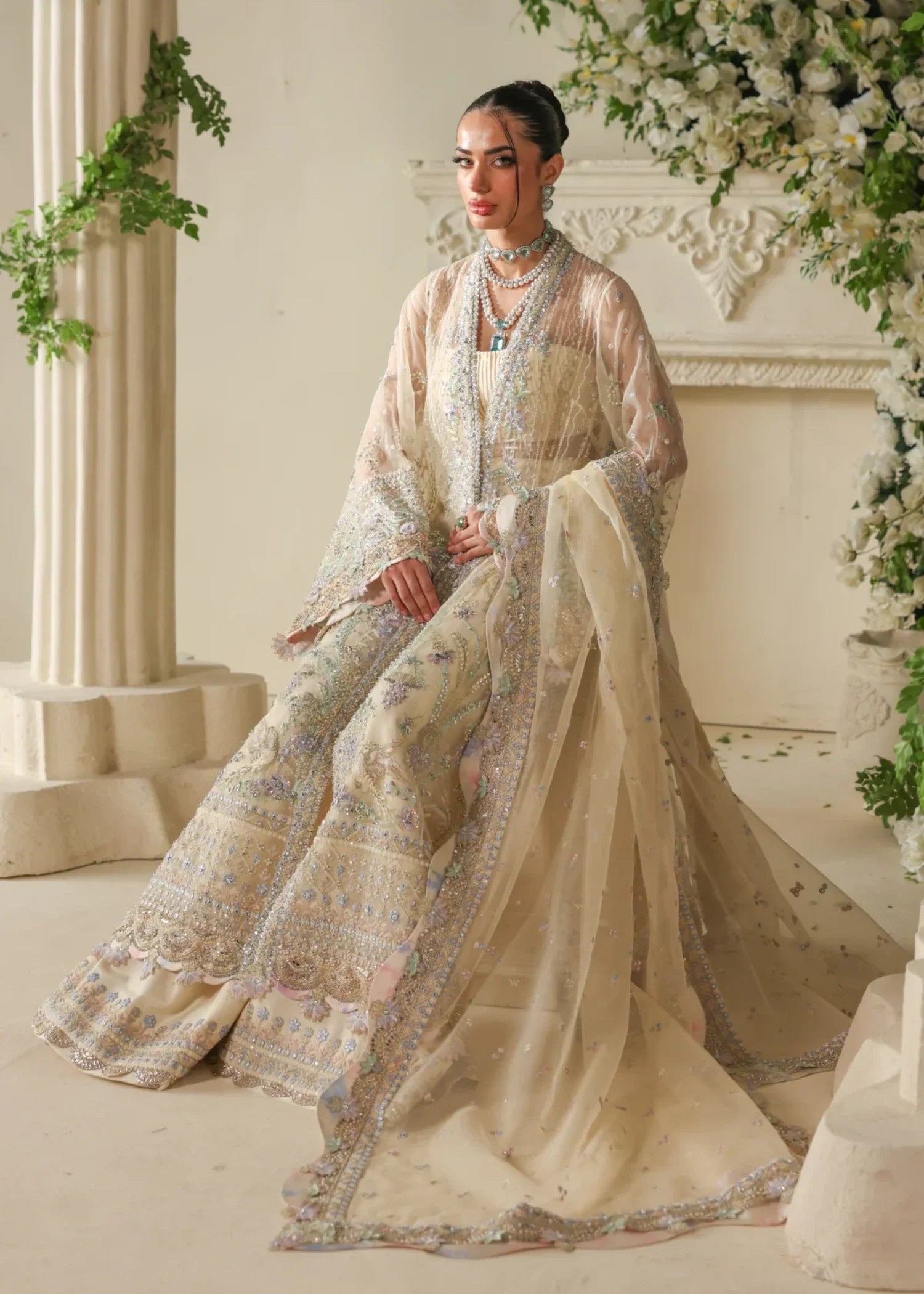 poly organza Gown in Off-white