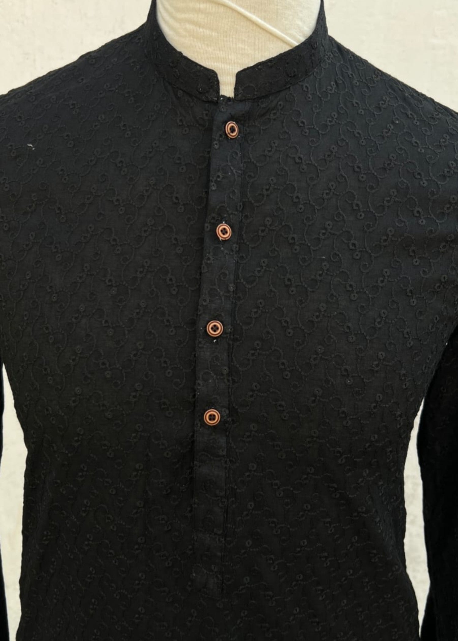 chikankari cotton Kurta in Black
