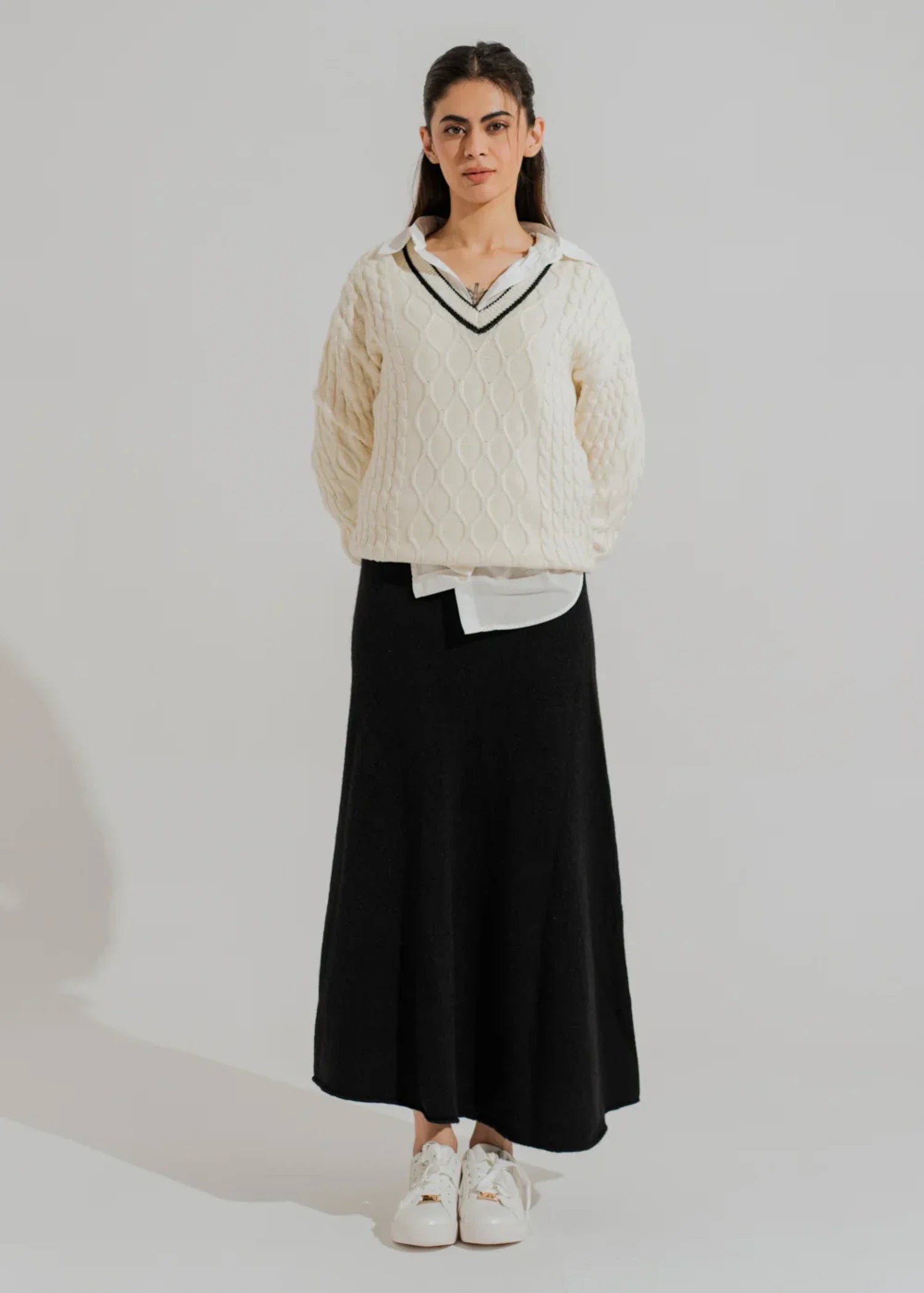 poly viscose Skirt in Black