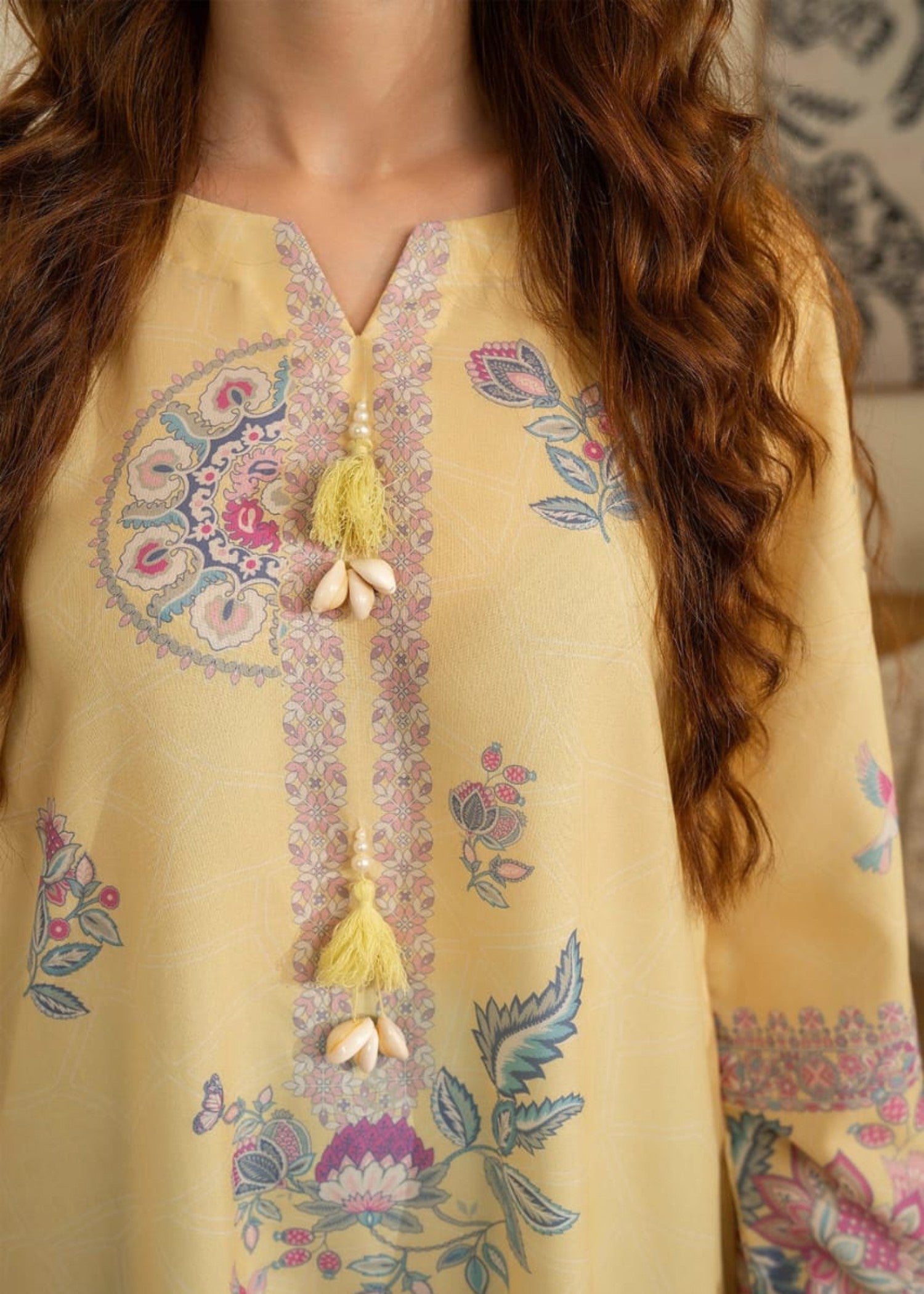 blended cambric Kaftan in Butter