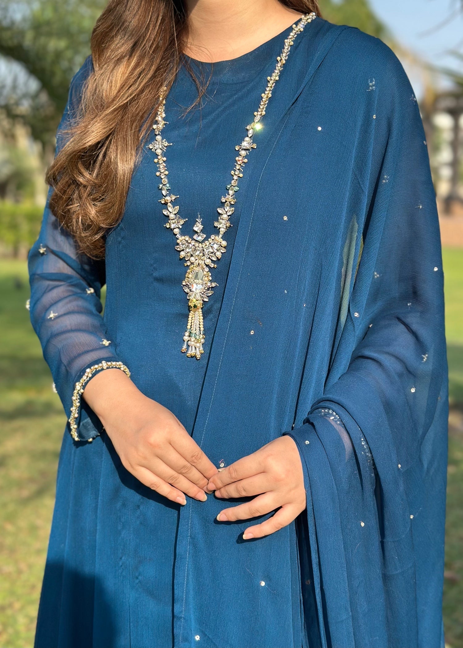 chiffon Maxi in Ocean blue