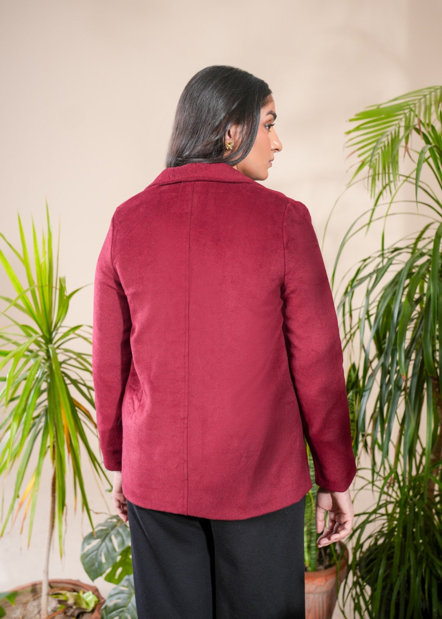 wool Coat in Maroon