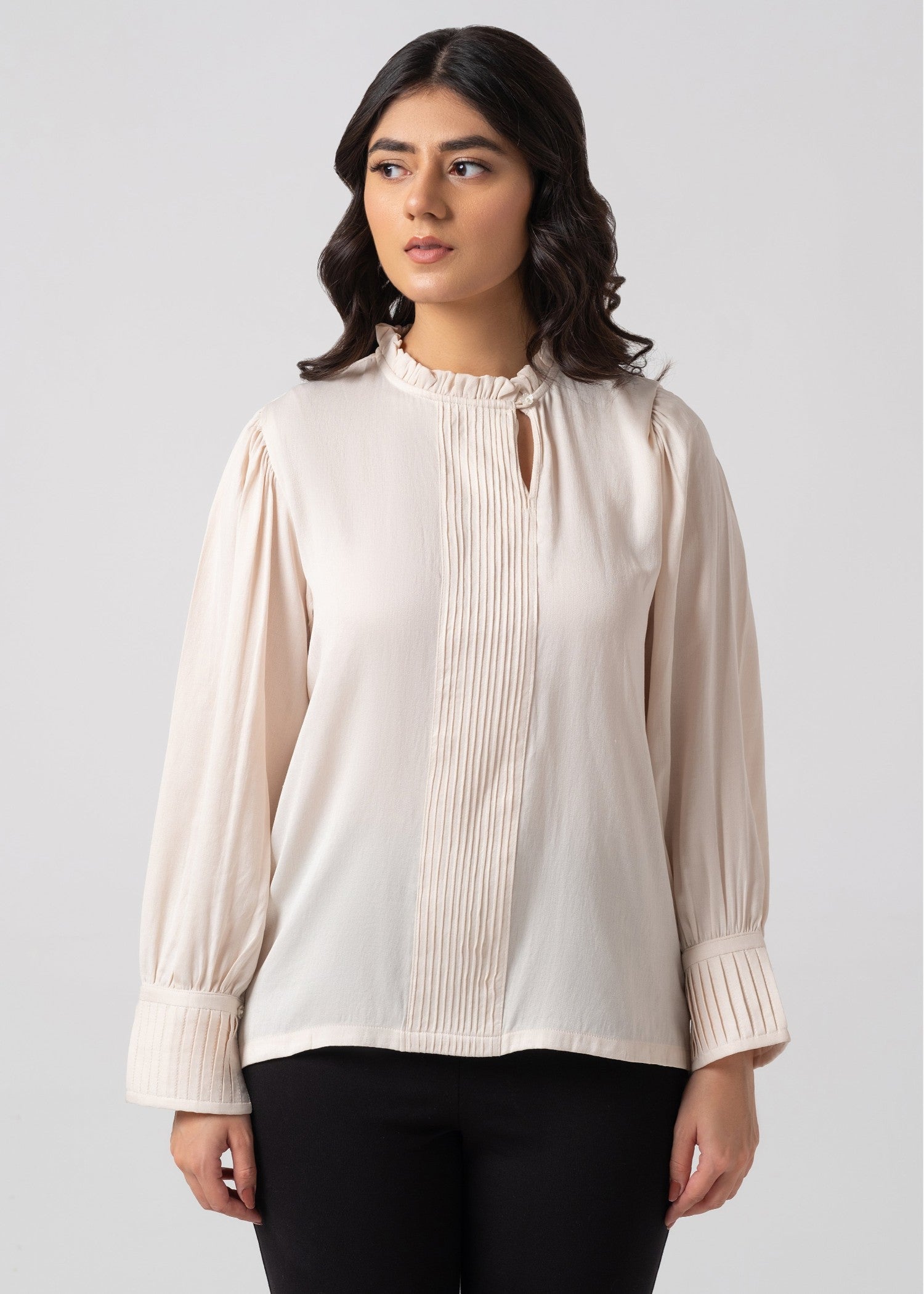 cotton silk Top in Cream