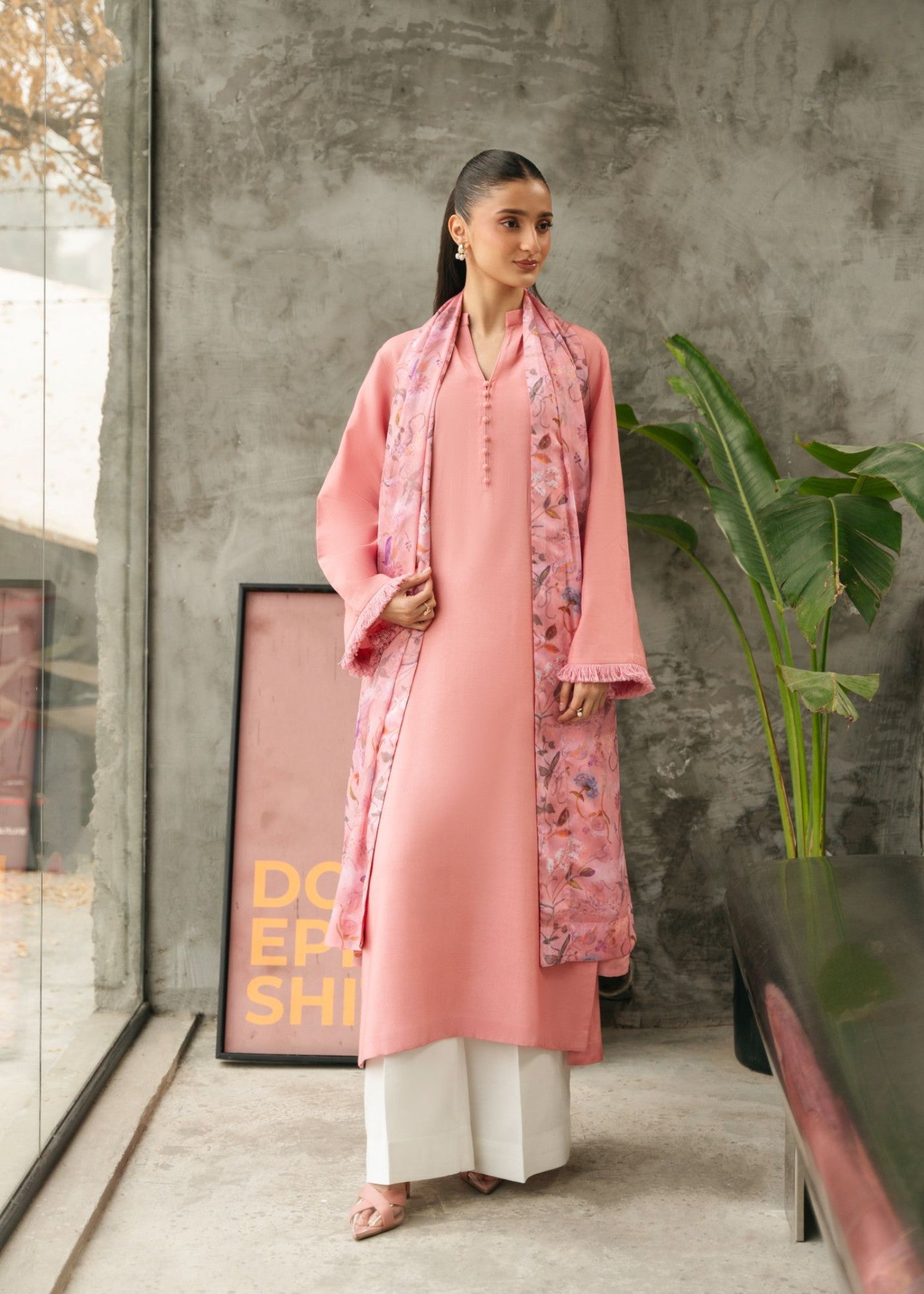 raw silk Kurta Set in Light pink